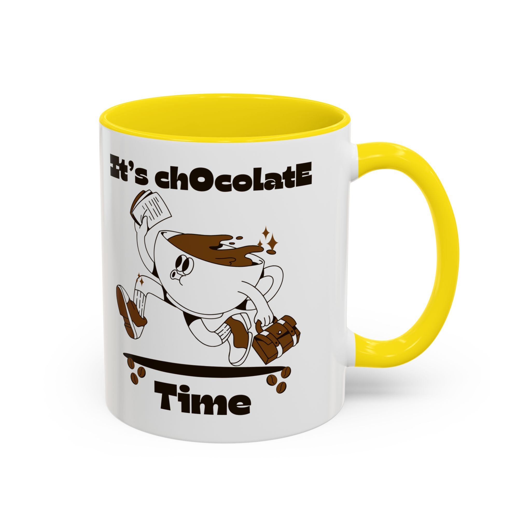 Chocolate Time Coffee Mug, Skateboard Mug, Gift for Coffee Lovers, Fun Mug for Hot Cocoa, Unique Mug for Birthdays, Cute Kitchen Decor