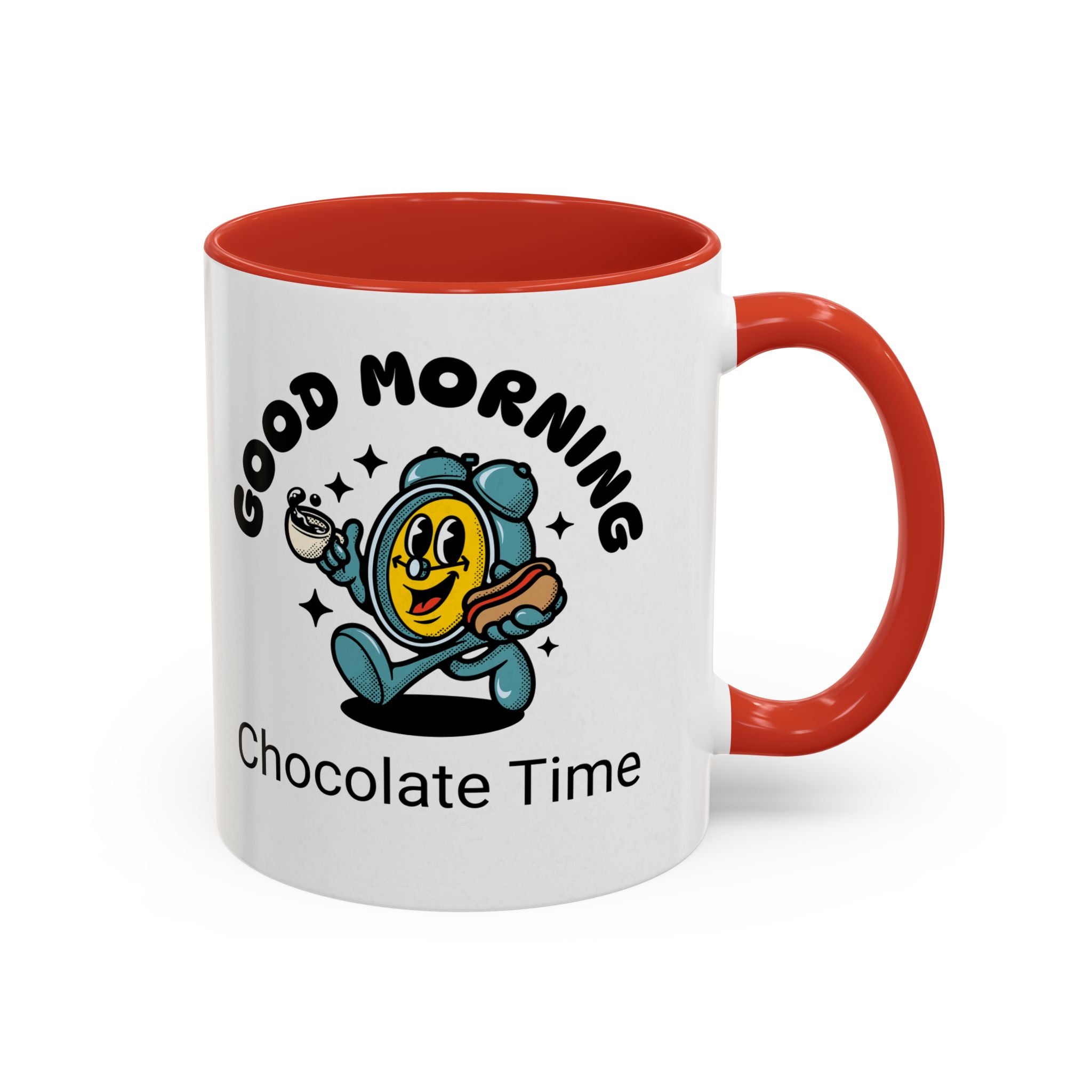 Cheerful Accent Coffee Mug, Good Morning Mug, Hot Beverage Cup, Chocolate Time Gift, Fun Kitchen Decor