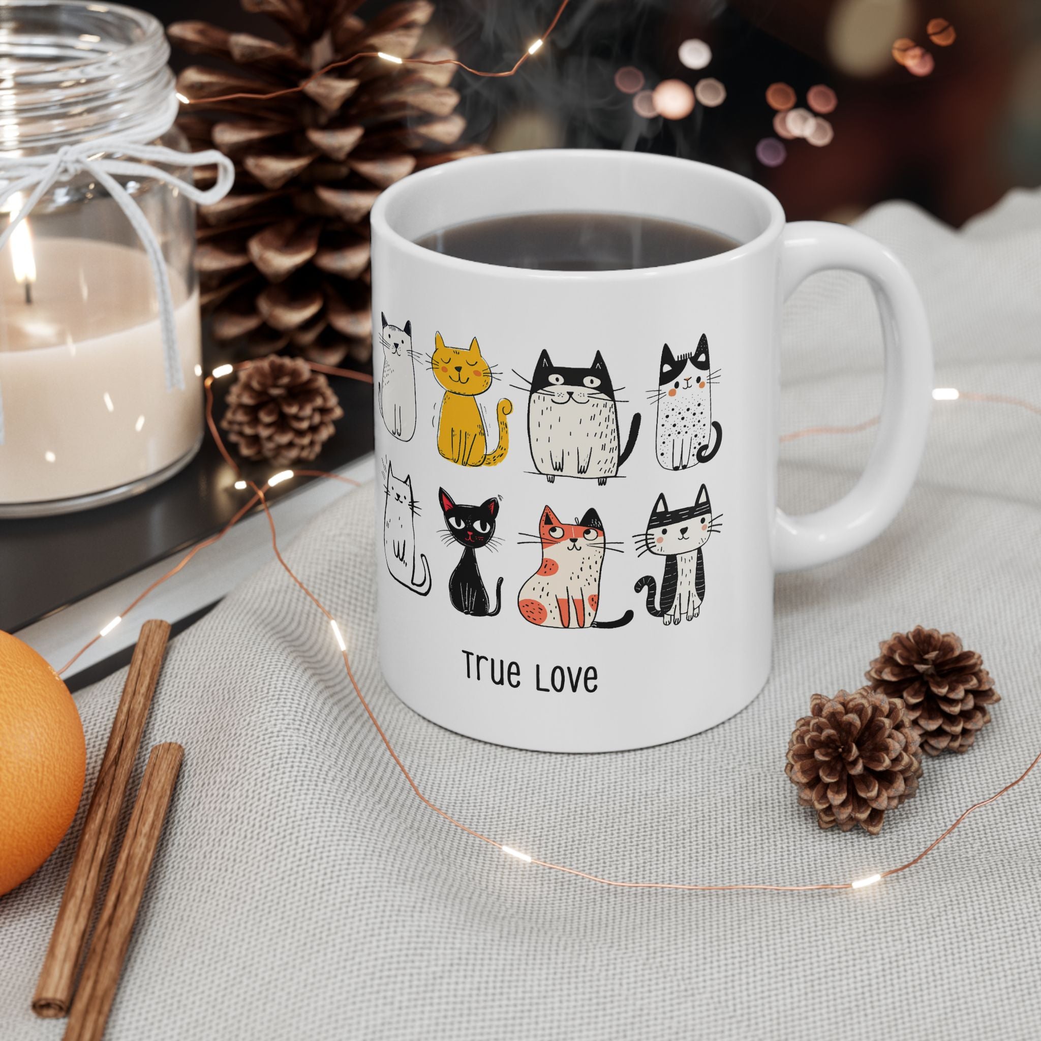 Cute Cat Ceramic Mug - Perfect Gift for Cat Lovers, Unique Coffee Cup, Animal Lover Mug, Fun Cat Illustration, Birthday Gift
