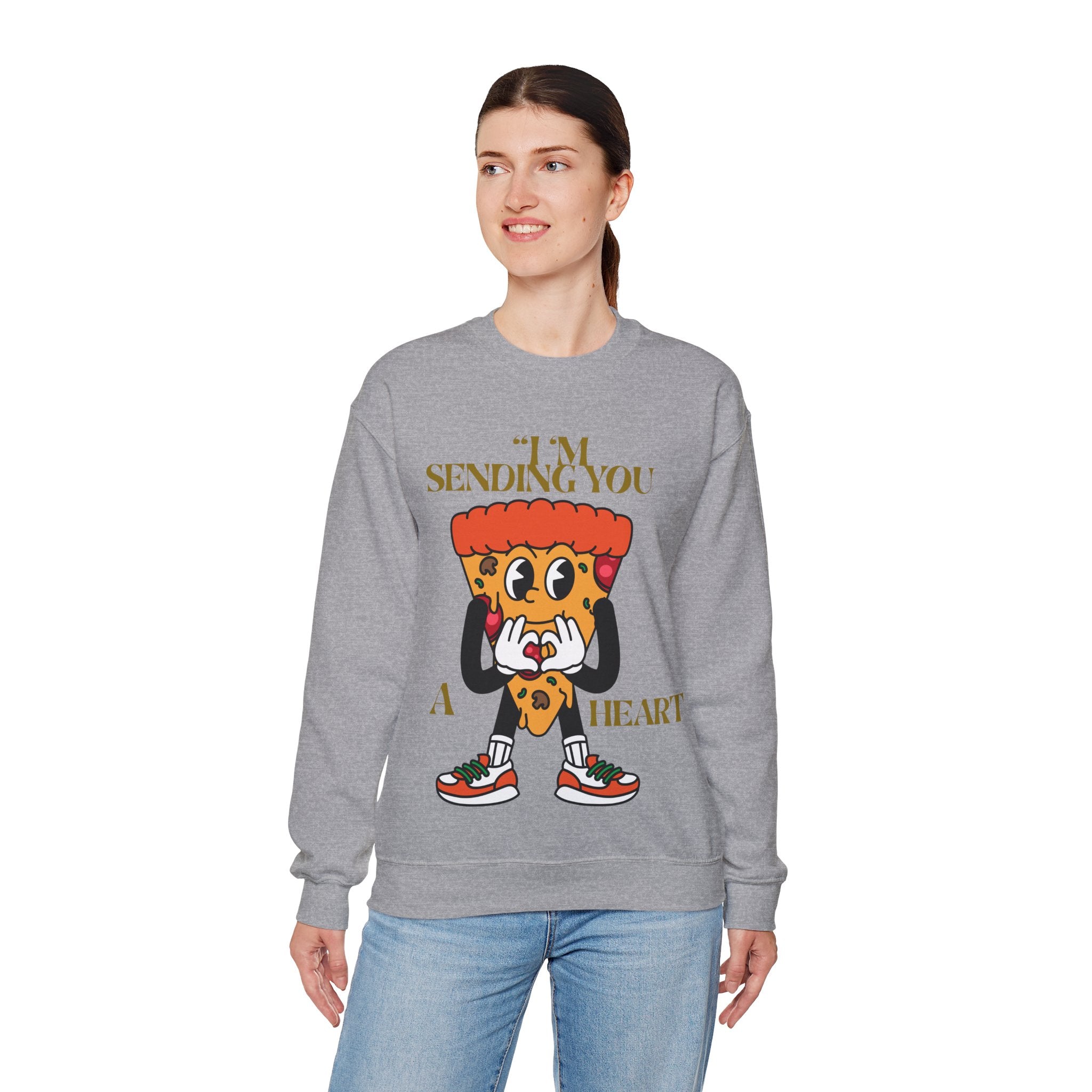 Pizza Love Crewneck Sweatshirt - Cute Gift for Foodies, Valentine's Day Apparel, Casual Comfort, Unisex Sweatshirt, Fun Pizza Design