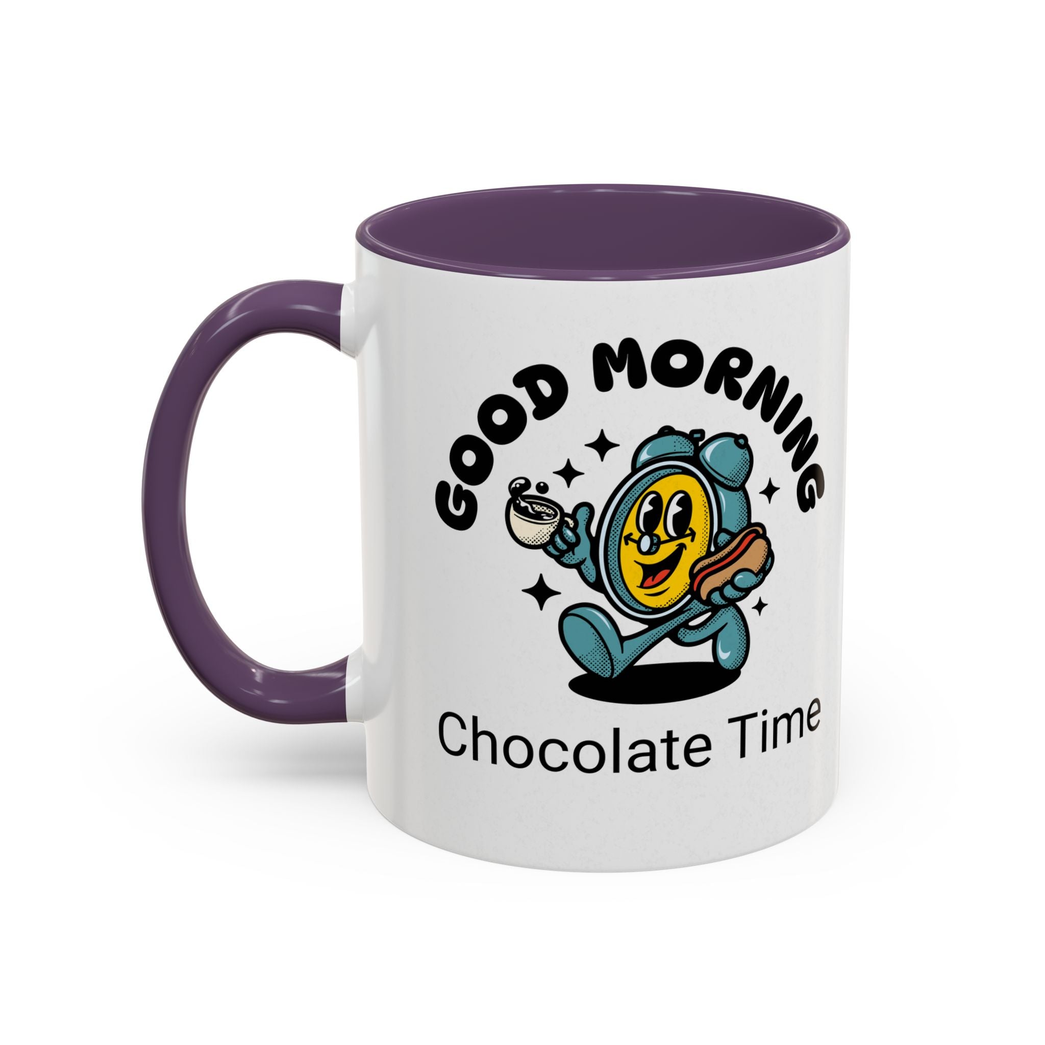 Cheerful Accent Coffee Mug, Good Morning Mug, Hot Beverage Cup, Chocolate Time Gift, Fun Kitchen Decor