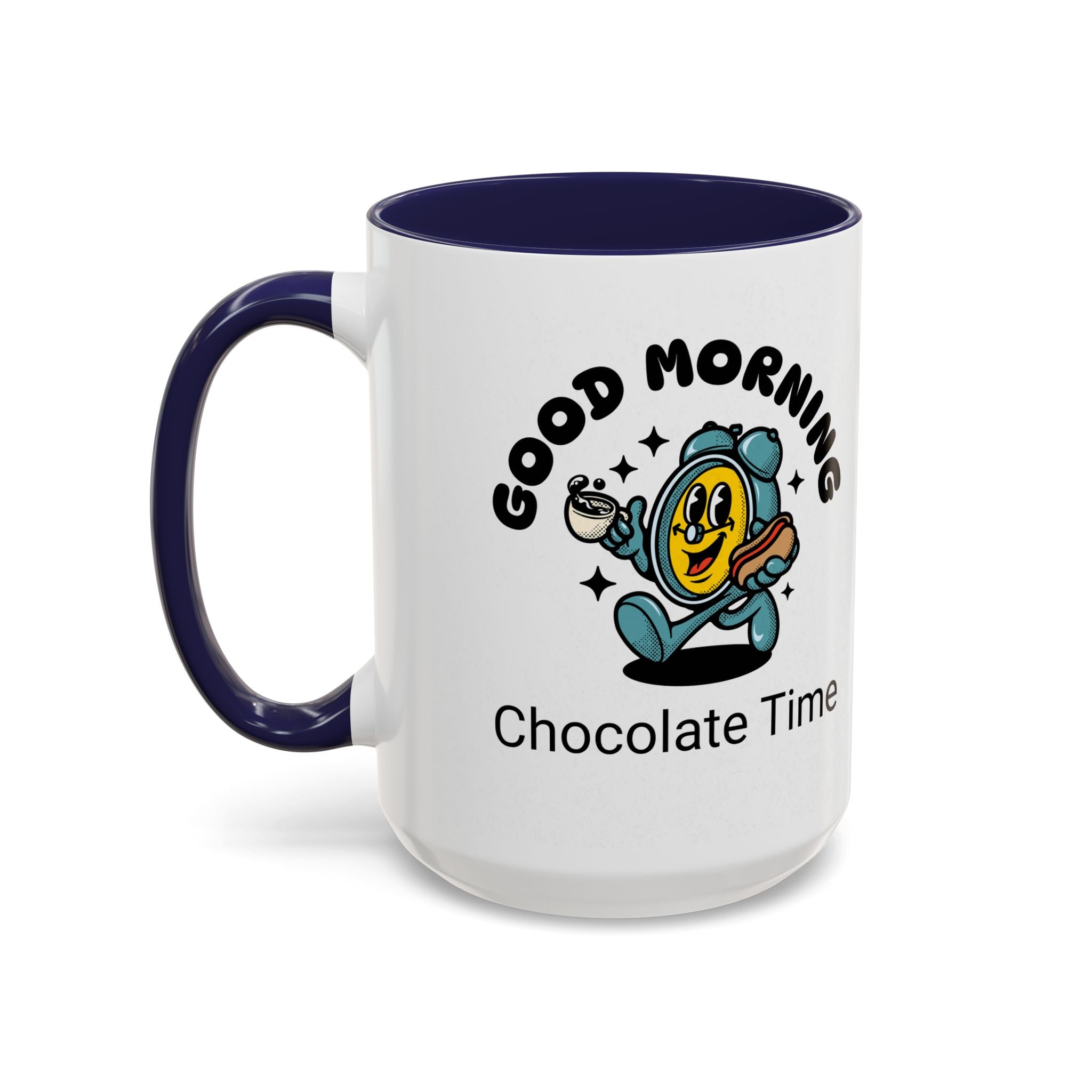 Cheerful Accent Coffee Mug, Good Morning Mug, Hot Beverage Cup, Chocolate Time Gift, Fun Kitchen Decor