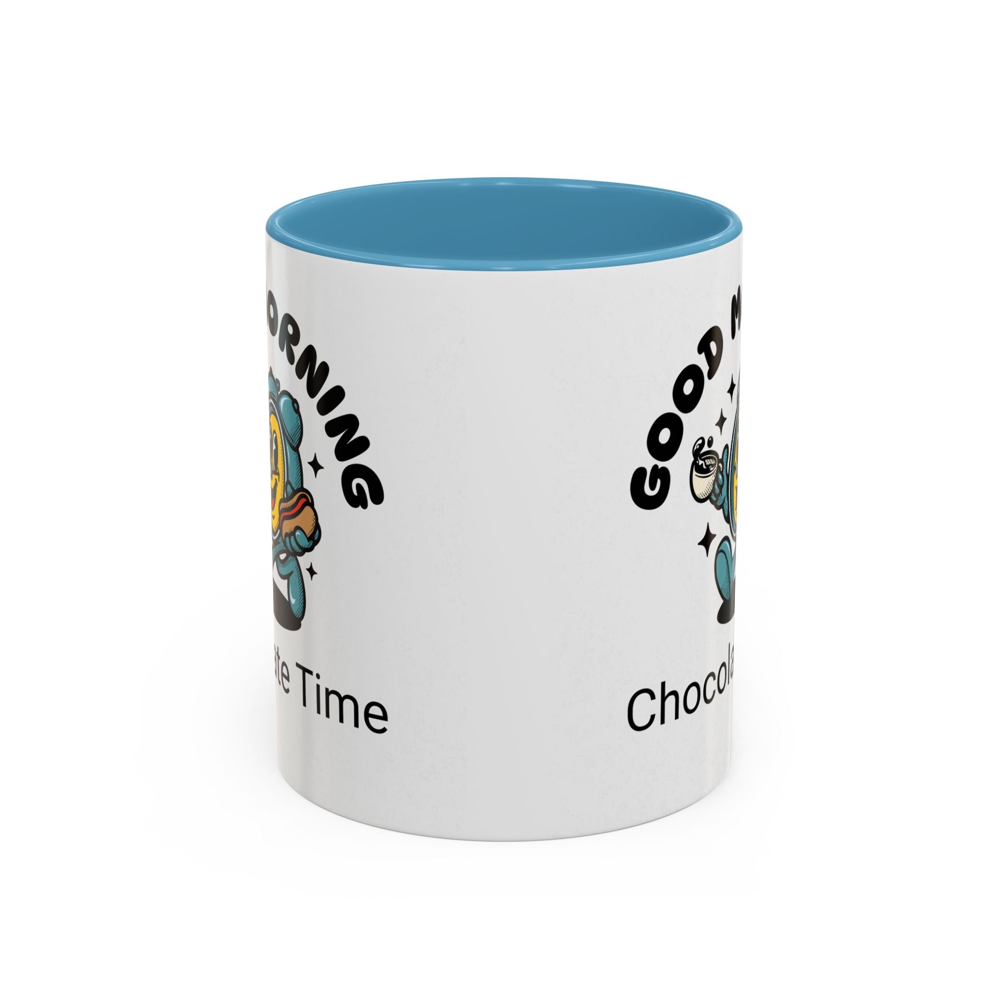 Cheerful Accent Coffee Mug, Good Morning Mug, Hot Beverage Cup, Chocolate Time Gift, Fun Kitchen Decor