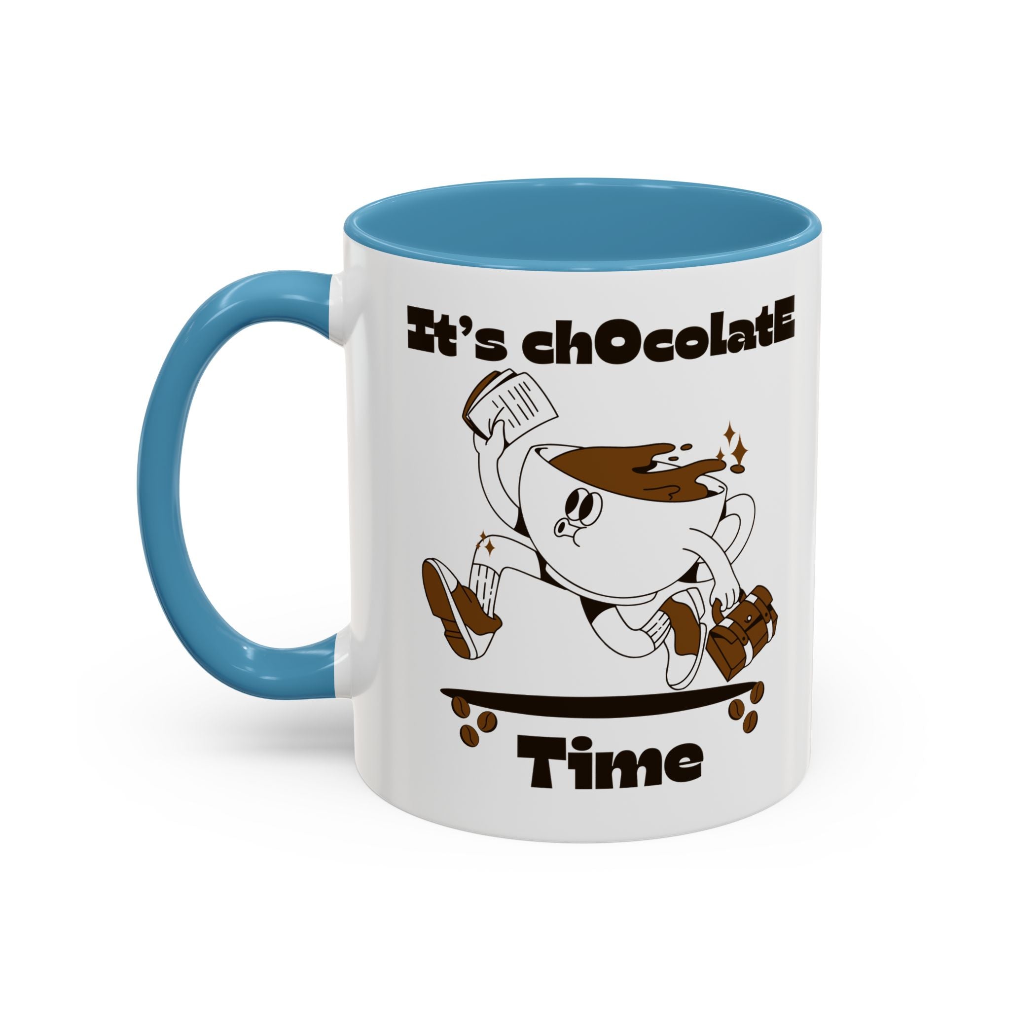 Chocolate Time Coffee Mug, Skateboard Mug, Gift for Coffee Lovers, Fun Mug for Hot Cocoa, Unique Mug for Birthdays, Cute Kitchen Decor