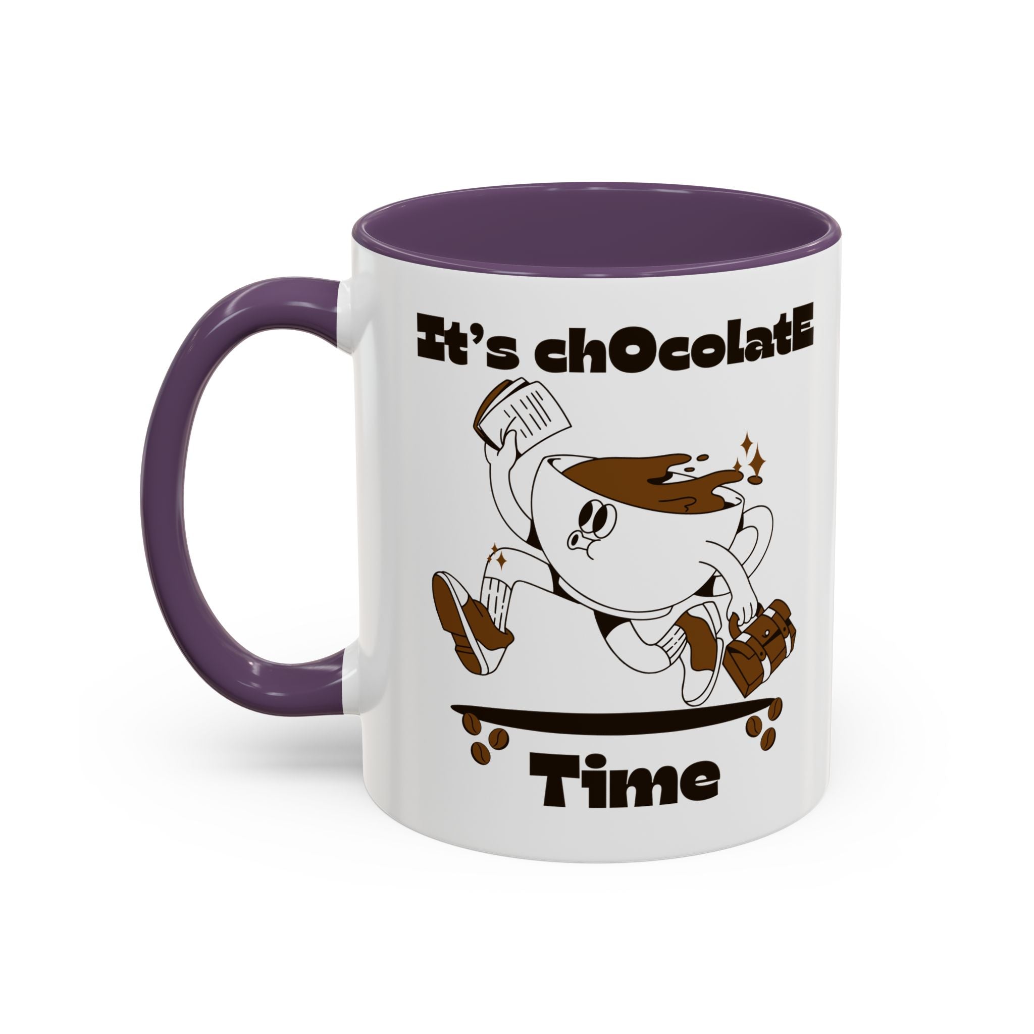 Chocolate Time Coffee Mug, Skateboard Mug, Gift for Coffee Lovers, Fun Mug for Hot Cocoa, Unique Mug for Birthdays, Cute Kitchen Decor