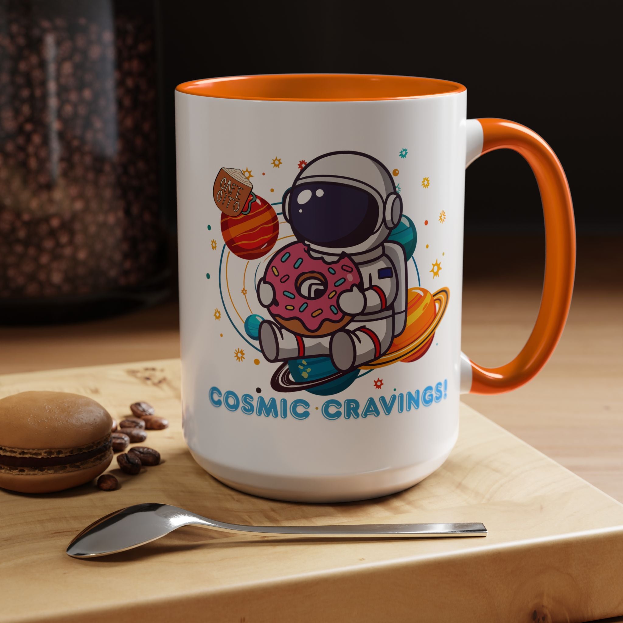 Cosmic Cravings Coffee Mug, Space-Themed Drinkware, Cute Astronaut Gift, Fun Kitchen Decor, Perfect for Space Lovers!