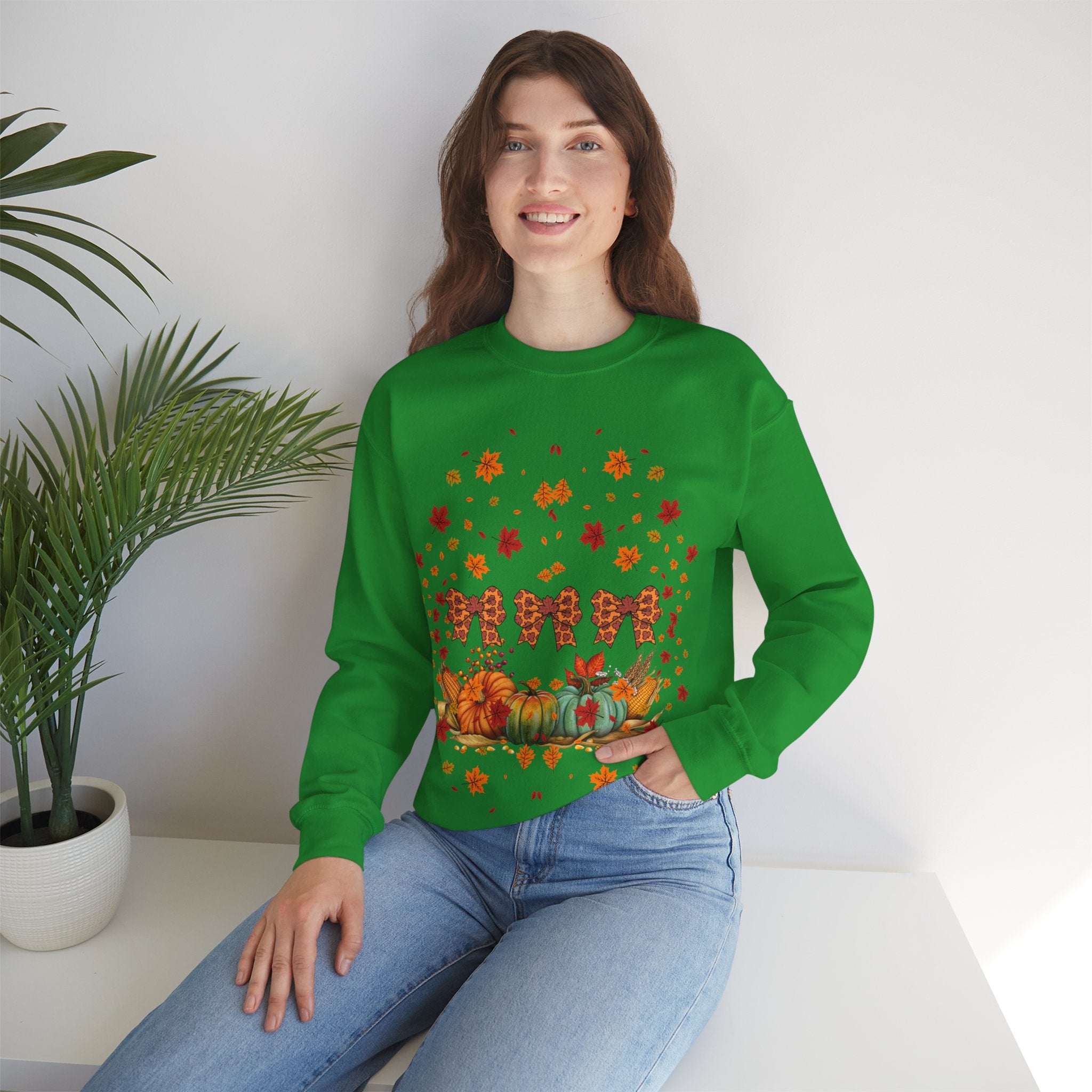 Cozy Fall Crewneck Sweatshirt, Autumn Fashion, Thanksgiving Gift, Seasonal Wear, Gingerbread Design Sweater, Unisex Pullover