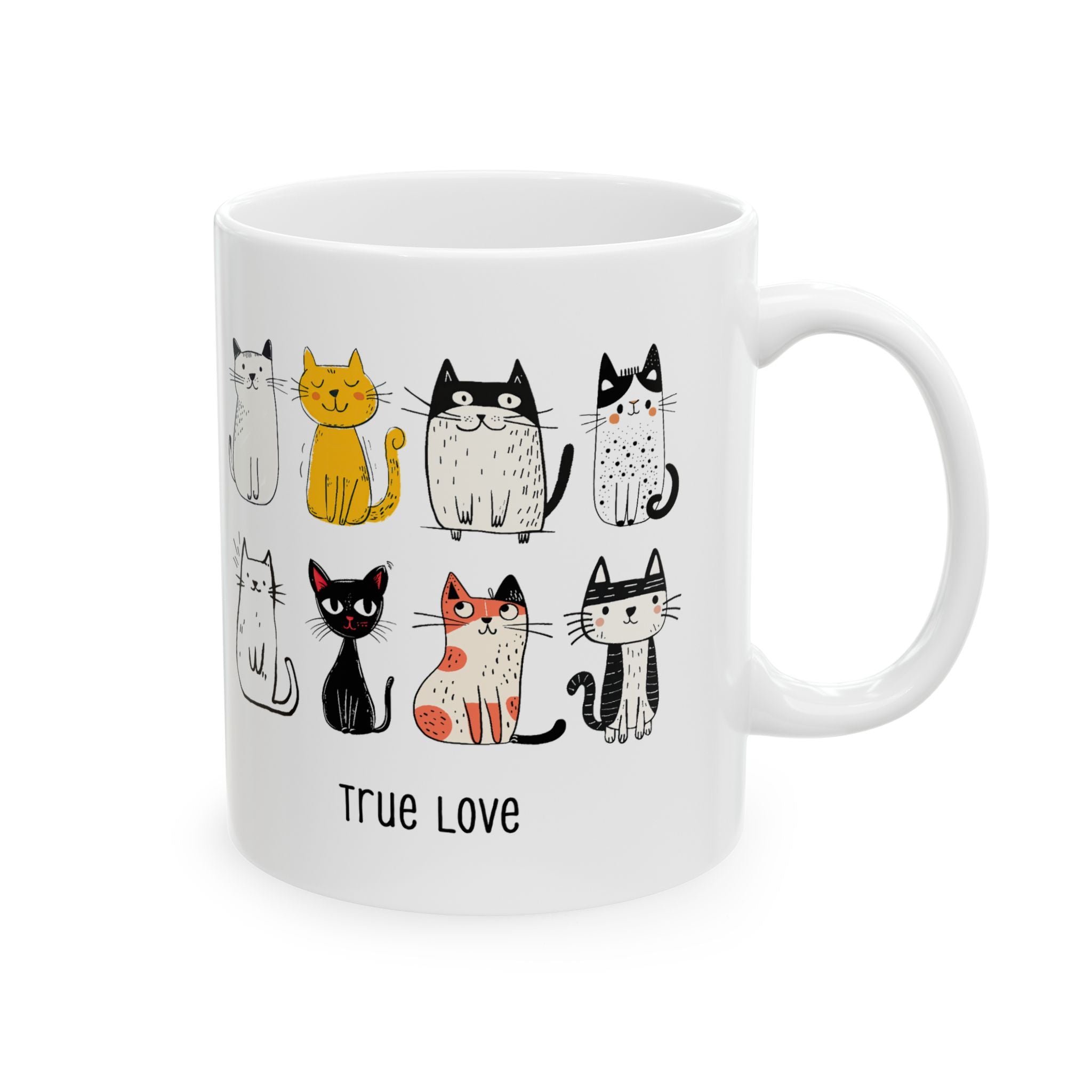 Cute Cat Ceramic Mug - Perfect Gift for Cat Lovers, Unique Coffee Cup, Animal Lover Mug, Fun Cat Illustration, Birthday Gift