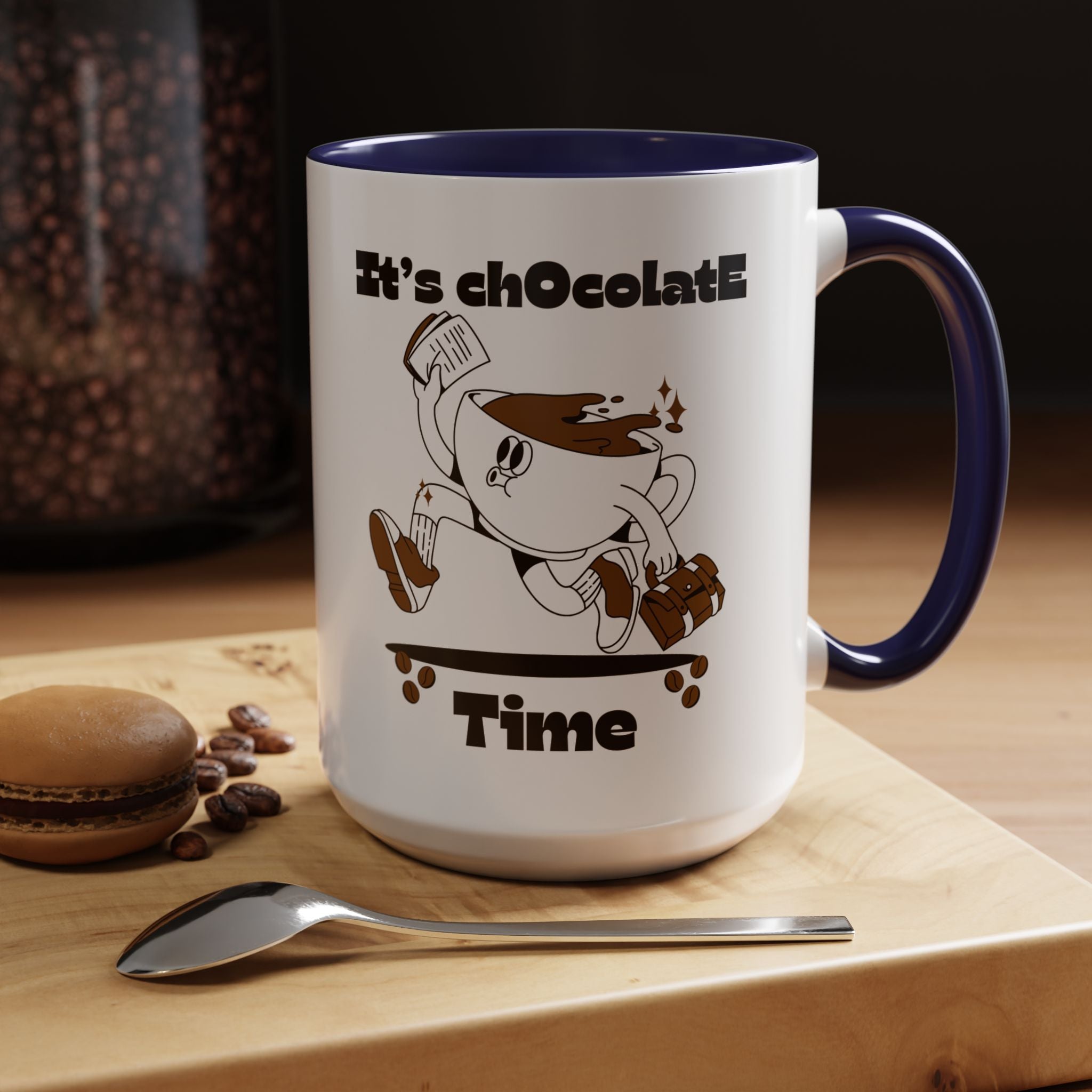 Chocolate Time Coffee Mug, Skateboard Mug, Gift for Coffee Lovers, Fun Mug for Hot Cocoa, Unique Mug for Birthdays, Cute Kitchen Decor