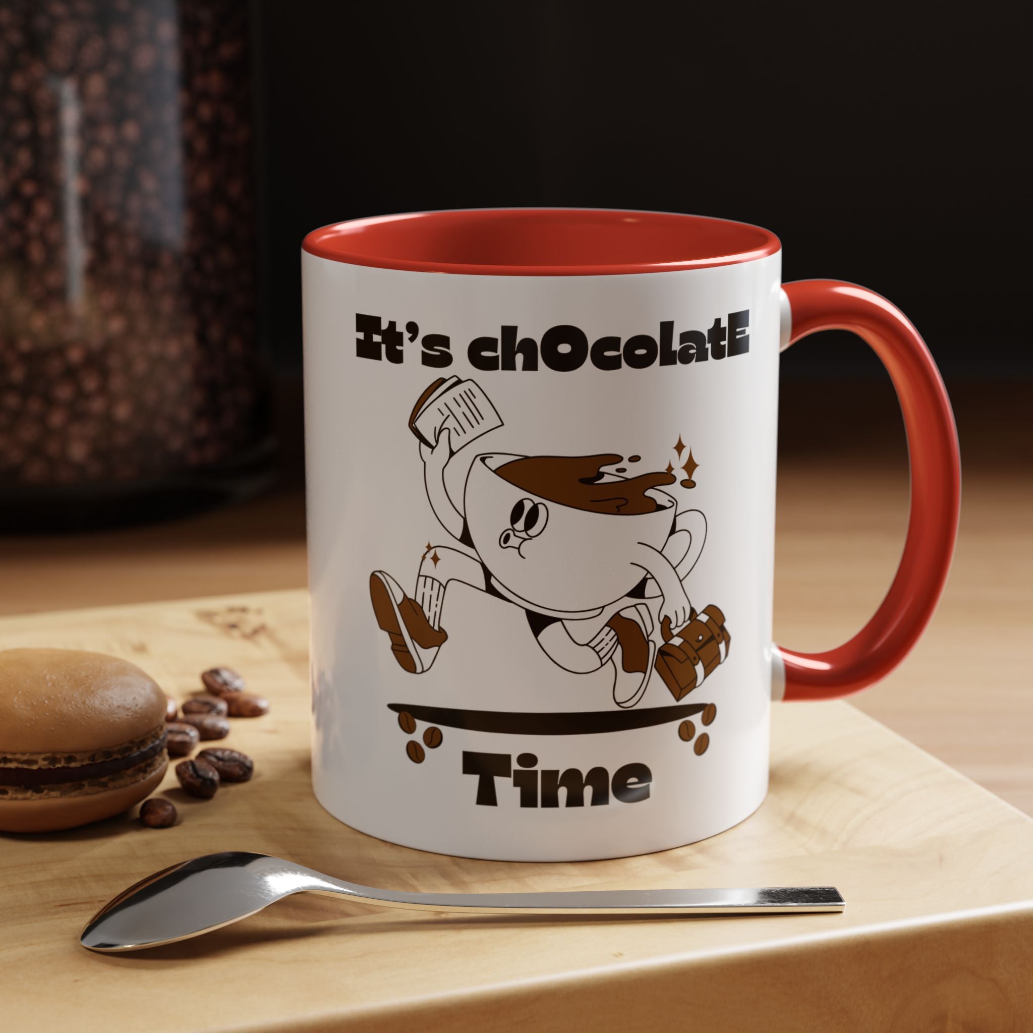 Chocolate Time Coffee Mug, Skateboard Mug, Gift for Coffee Lovers, Fun Mug for Hot Cocoa, Unique Mug for Birthdays, Cute Kitchen Decor