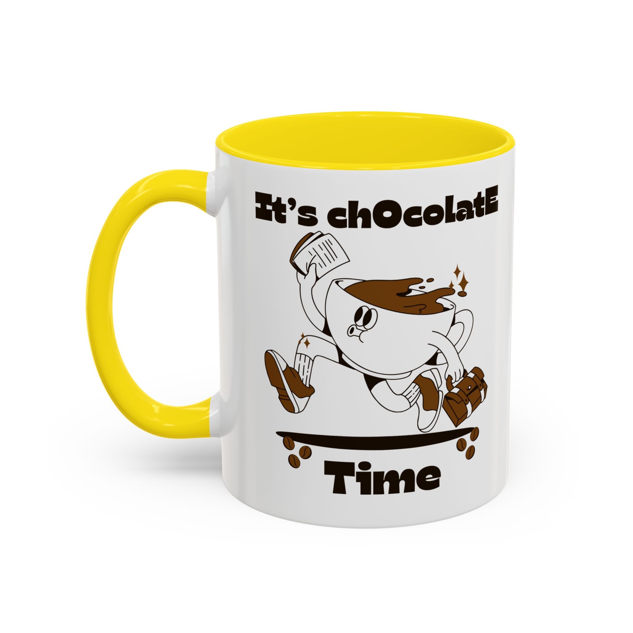 Chocolate Time Coffee Mug, Skateboard Mug, Gift for Coffee Lovers, Fun Mug for Hot Cocoa, Unique Mug for Birthdays, Cute Kitchen Decor