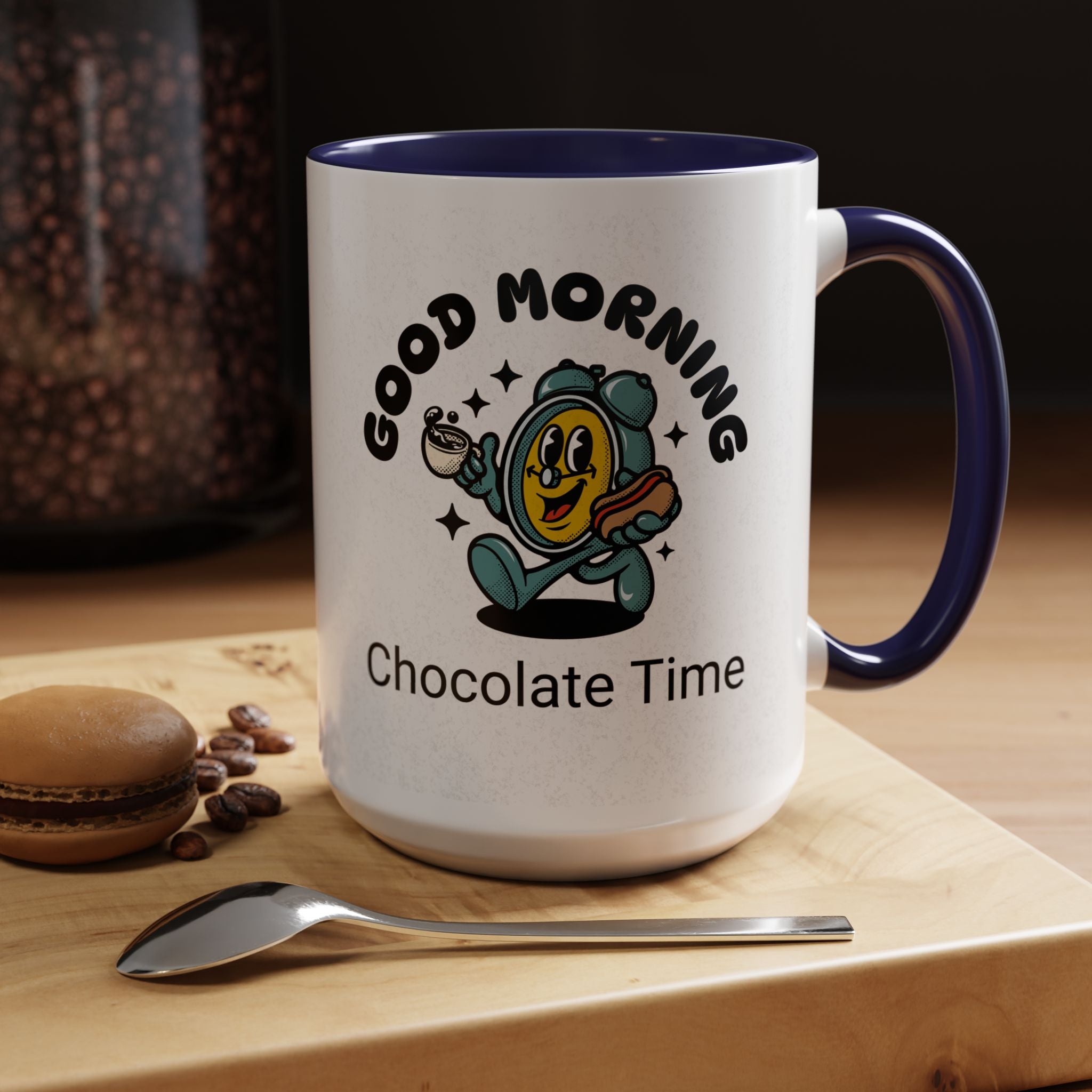 Cheerful Accent Coffee Mug, Good Morning Mug, Hot Beverage Cup, Chocolate Time Gift, Fun Kitchen Decor