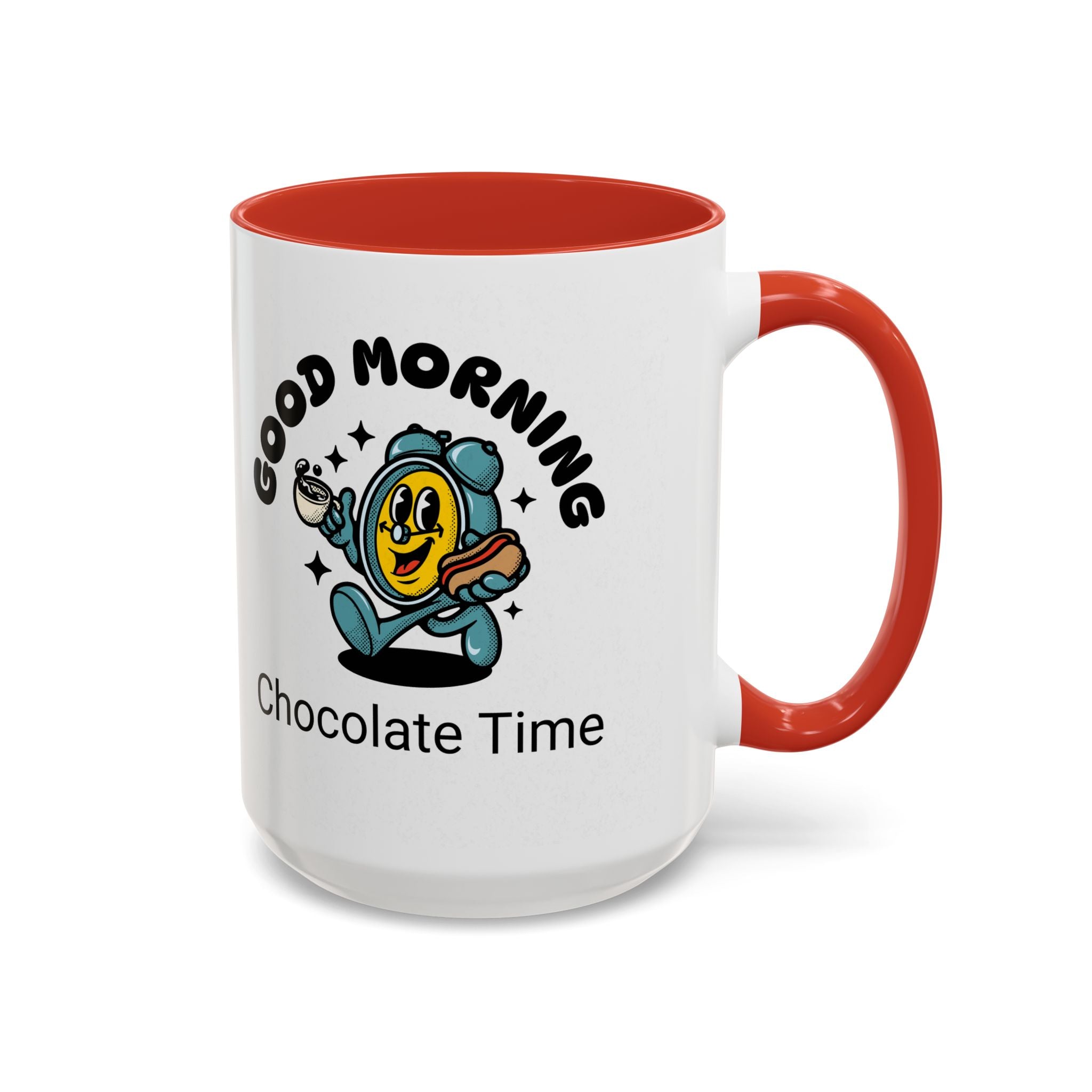 Cheerful Accent Coffee Mug, Good Morning Mug, Hot Beverage Cup, Chocolate Time Gift, Fun Kitchen Decor