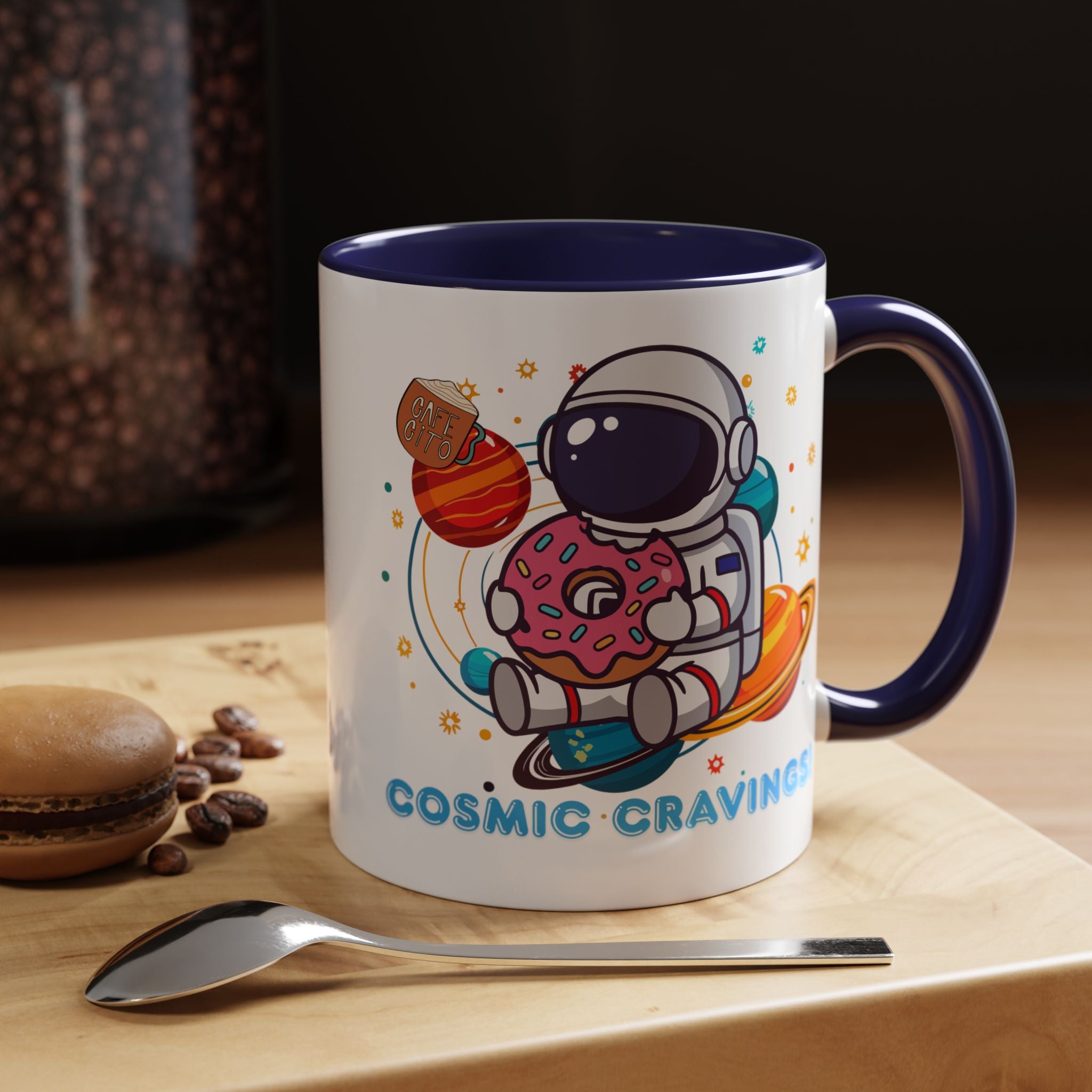 Cosmic Cravings Coffee Mug, Space-Themed Drinkware, Cute Astronaut Gift, Fun Kitchen Decor, Perfect for Space Lovers!