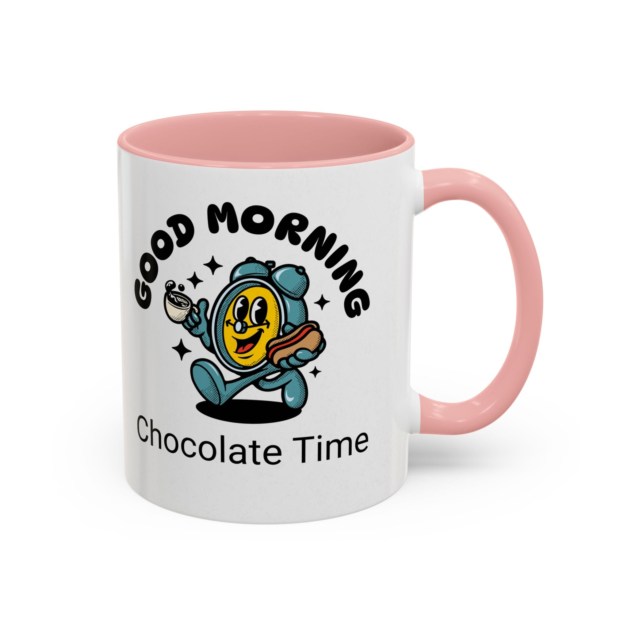 Cheerful Accent Coffee Mug, Good Morning Mug, Hot Beverage Cup, Chocolate Time Gift, Fun Kitchen Decor