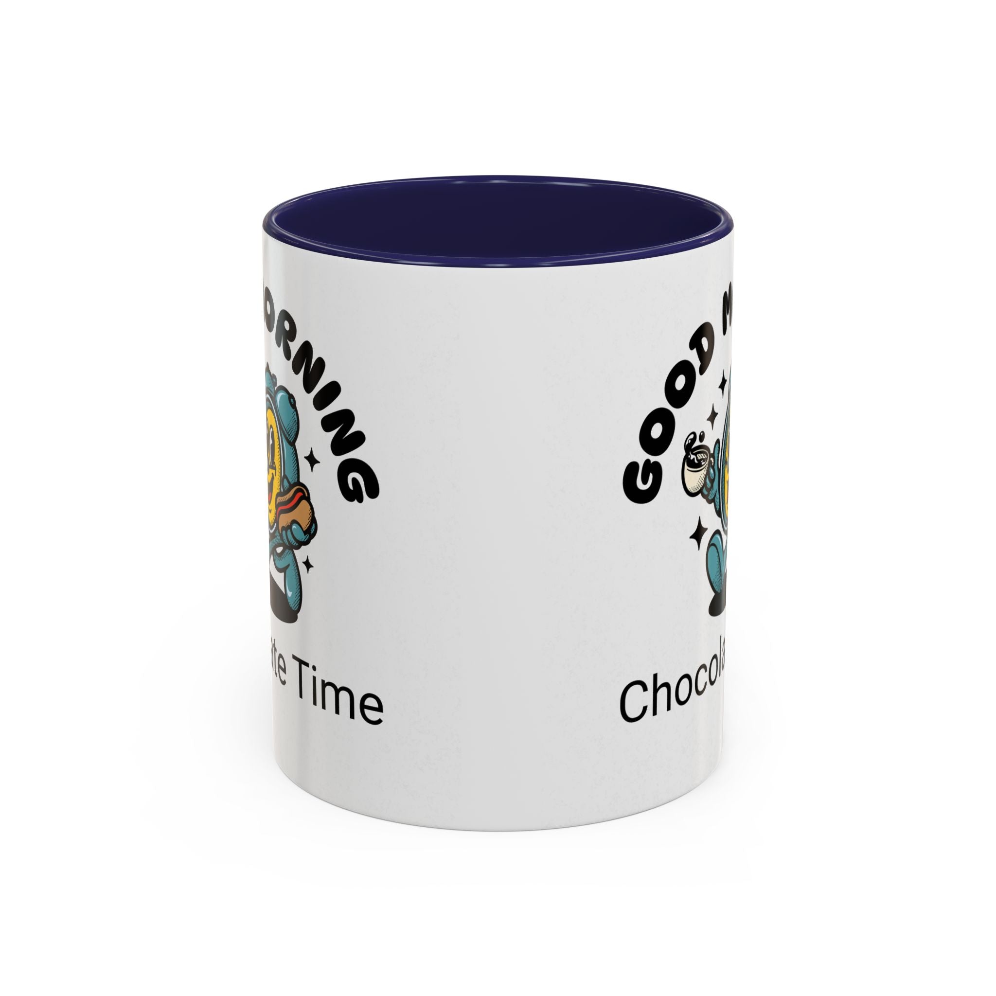 Cheerful Accent Coffee Mug, Good Morning Mug, Hot Beverage Cup, Chocolate Time Gift, Fun Kitchen Decor