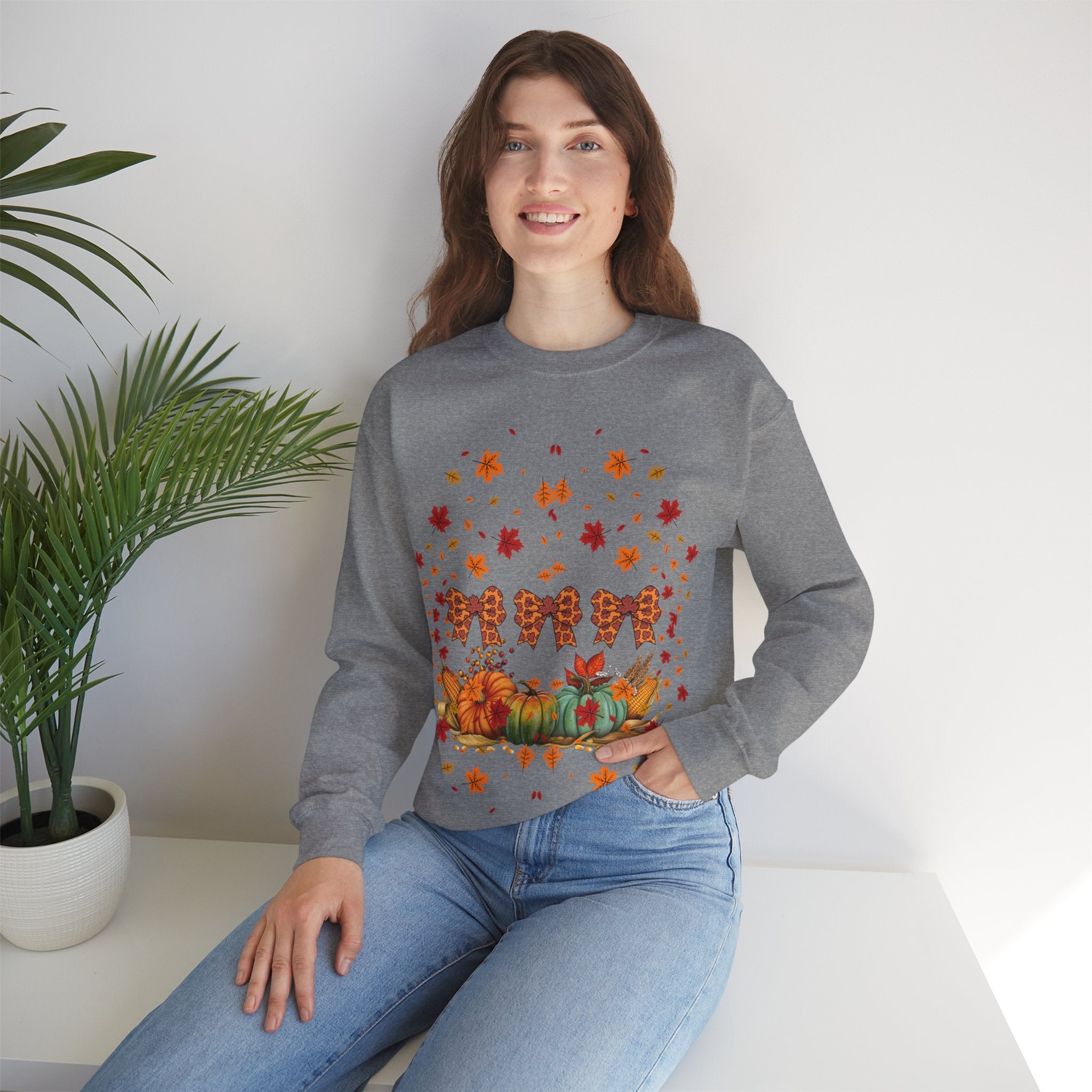 Cozy Fall Crewneck Sweatshirt, Autumn Fashion, Thanksgiving Gift, Seasonal Wear, Gingerbread Design Sweater, Unisex Pullover