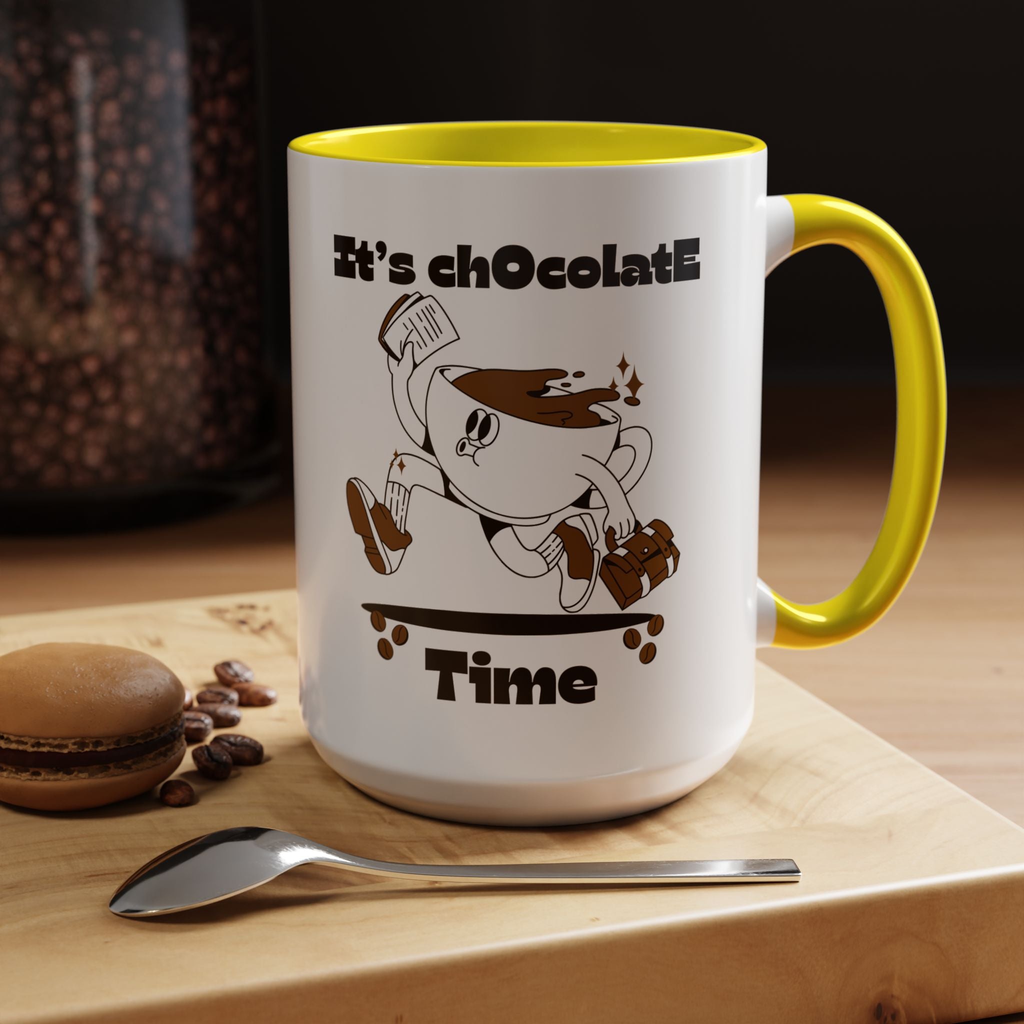 Chocolate Time Coffee Mug, Skateboard Mug, Gift for Coffee Lovers, Fun Mug for Hot Cocoa, Unique Mug for Birthdays, Cute Kitchen Decor