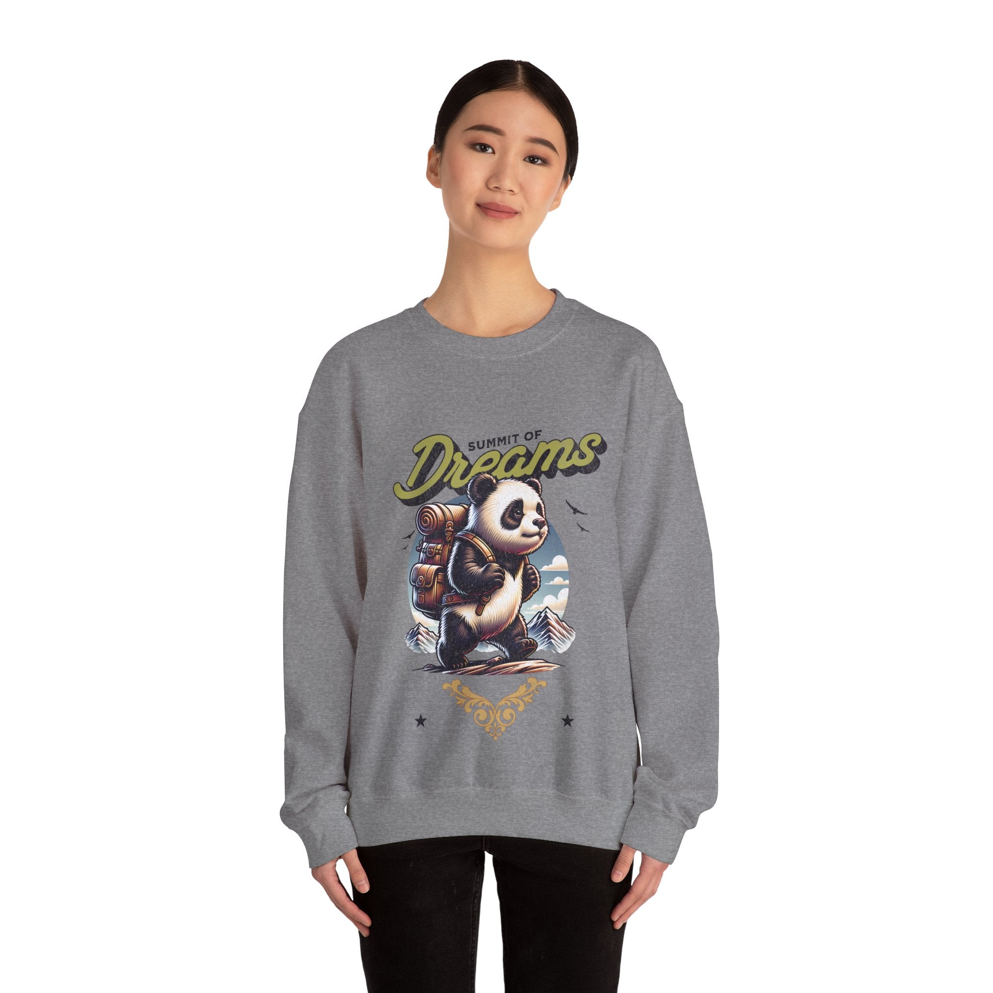 Cozy Panda Adventure Sweatshirt | Summit of Dreams Crewneck for Outdoor Enthusiasts, Gift for Nature Lovers, Unisex Sweatshirt