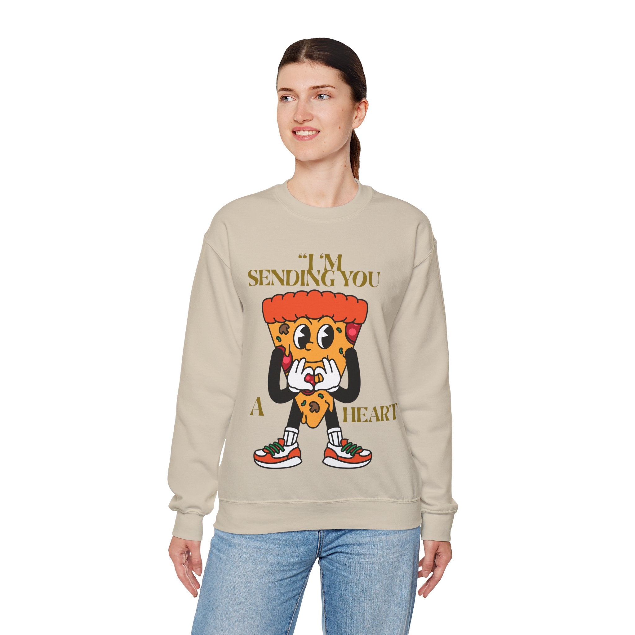 Pizza Love Crewneck Sweatshirt - Cute Gift for Foodies, Valentine's Day Apparel, Casual Comfort, Unisex Sweatshirt, Fun Pizza Design