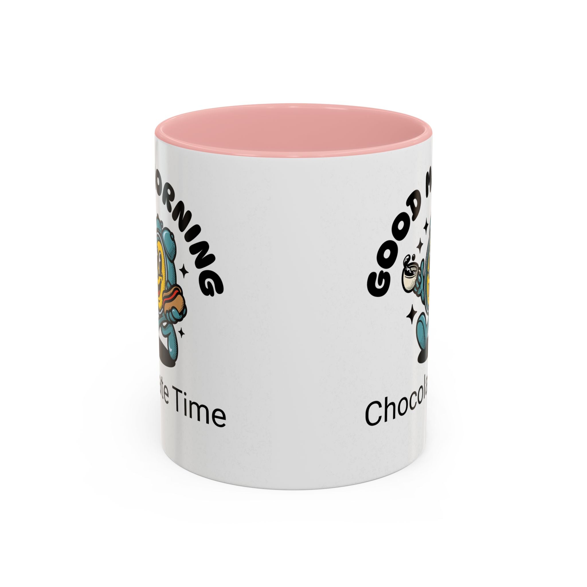 Cheerful Accent Coffee Mug, Good Morning Mug, Hot Beverage Cup, Chocolate Time Gift, Fun Kitchen Decor