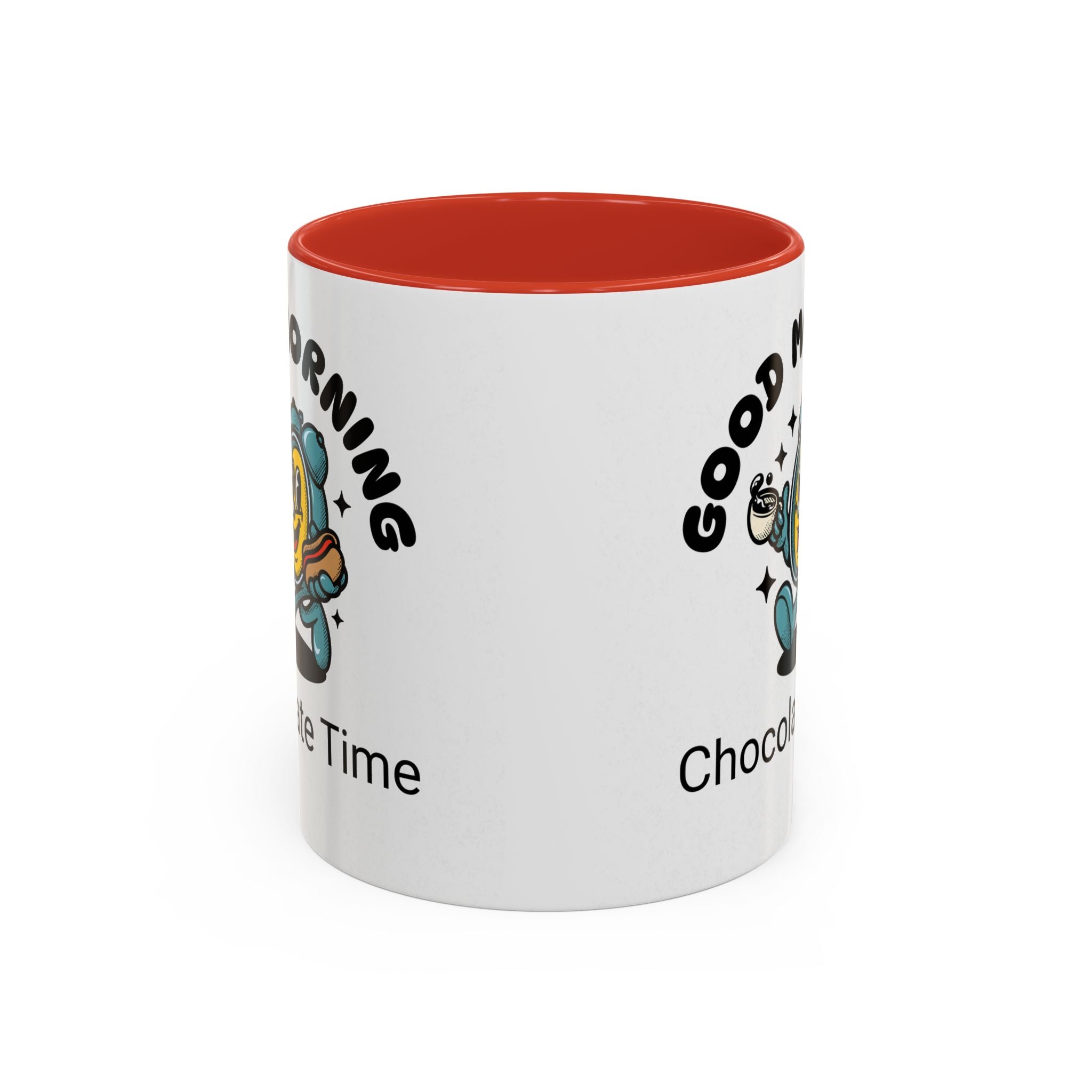 Cheerful Accent Coffee Mug, Good Morning Mug, Hot Beverage Cup, Chocolate Time Gift, Fun Kitchen Decor