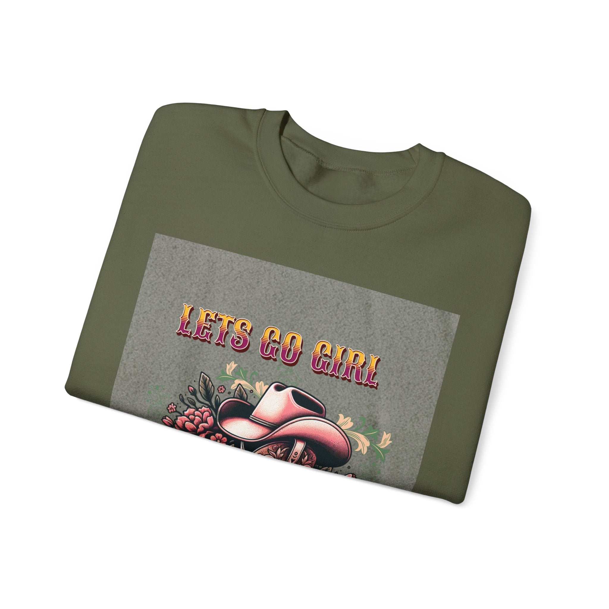 Cowgirl Boots Sweatshirt, Let’s Go Girl Crewneck, Western Style Apparel, Cozy Gift for Her, Trendy Graphic Sweatshirt