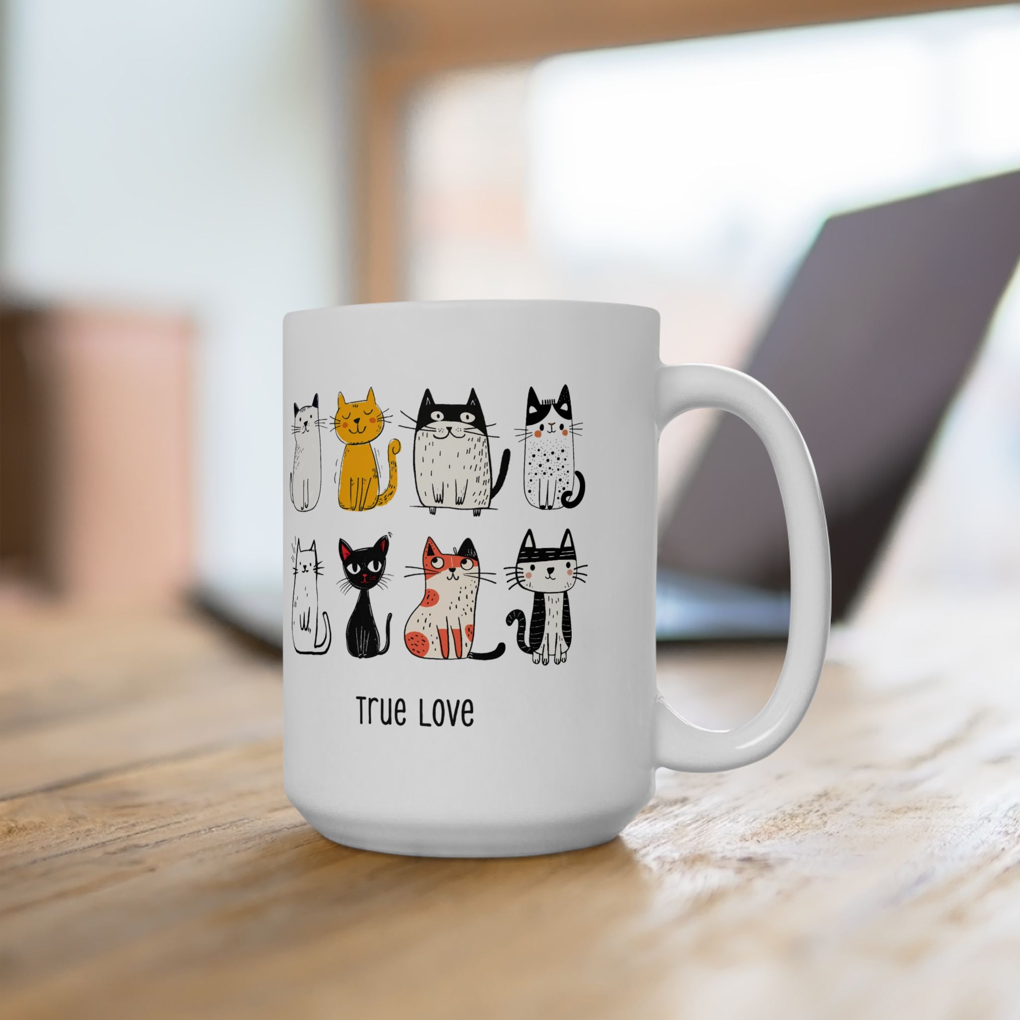 Cute Cat Ceramic Mug - Perfect Gift for Cat Lovers, Unique Coffee Cup, Animal Lover Mug, Fun Cat Illustration, Birthday Gift