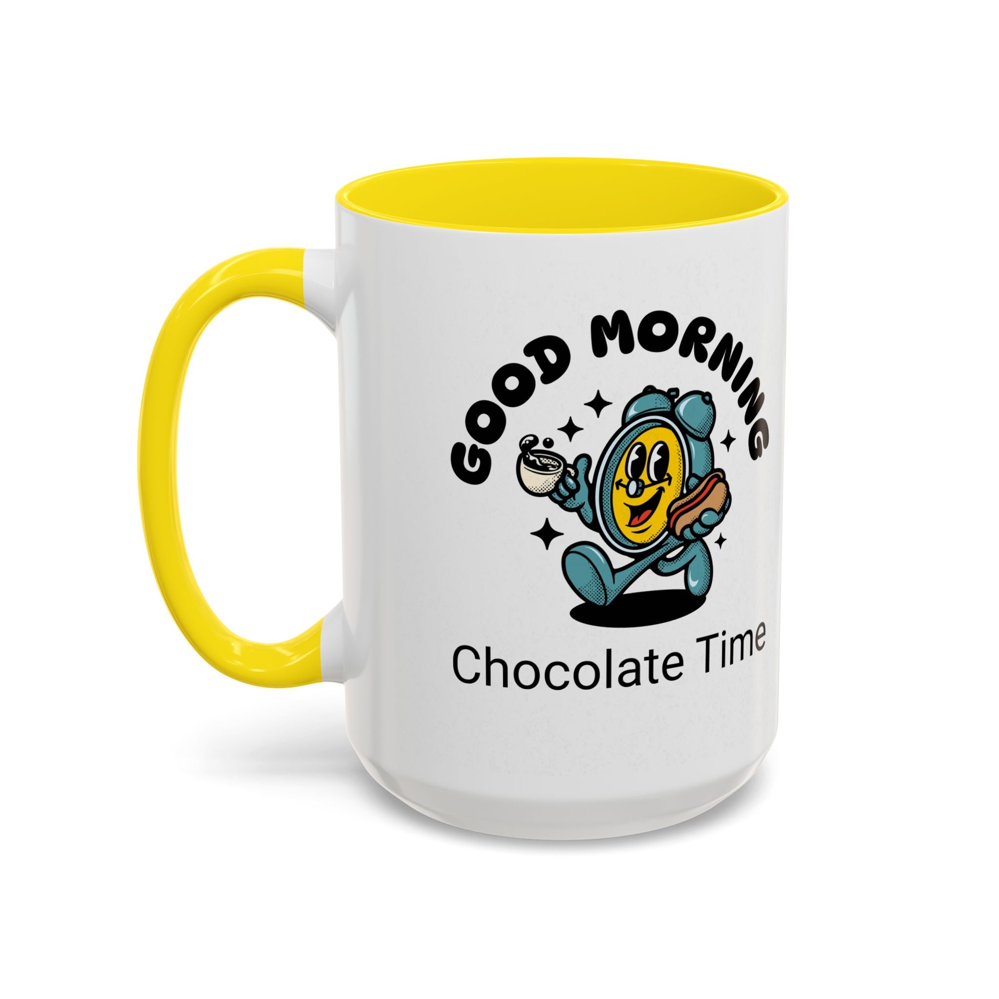 Cheerful Accent Coffee Mug, Good Morning Mug, Hot Beverage Cup, Chocolate Time Gift, Fun Kitchen Decor