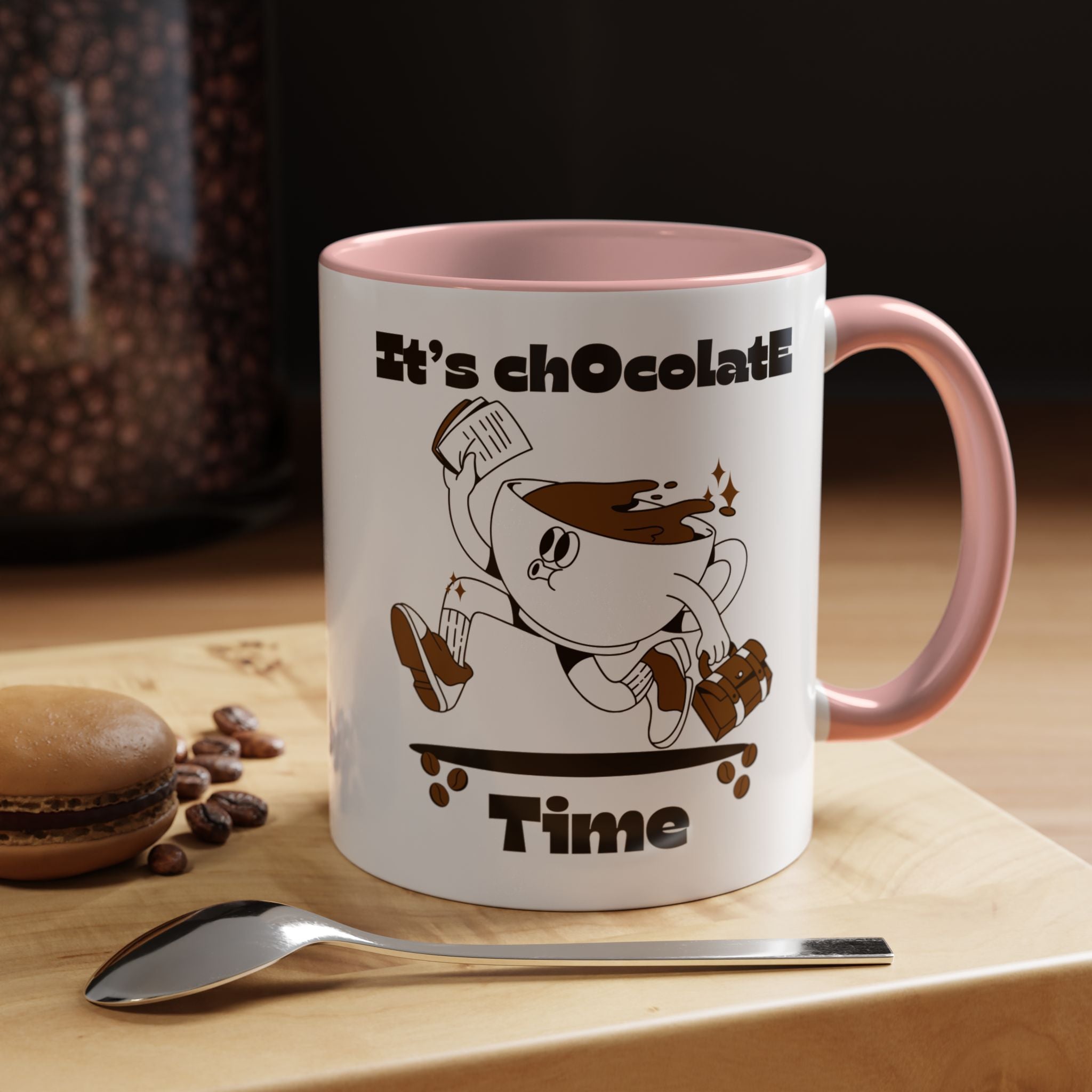 Chocolate Time Coffee Mug, Skateboard Mug, Gift for Coffee Lovers, Fun Mug for Hot Cocoa, Unique Mug for Birthdays, Cute Kitchen Decor