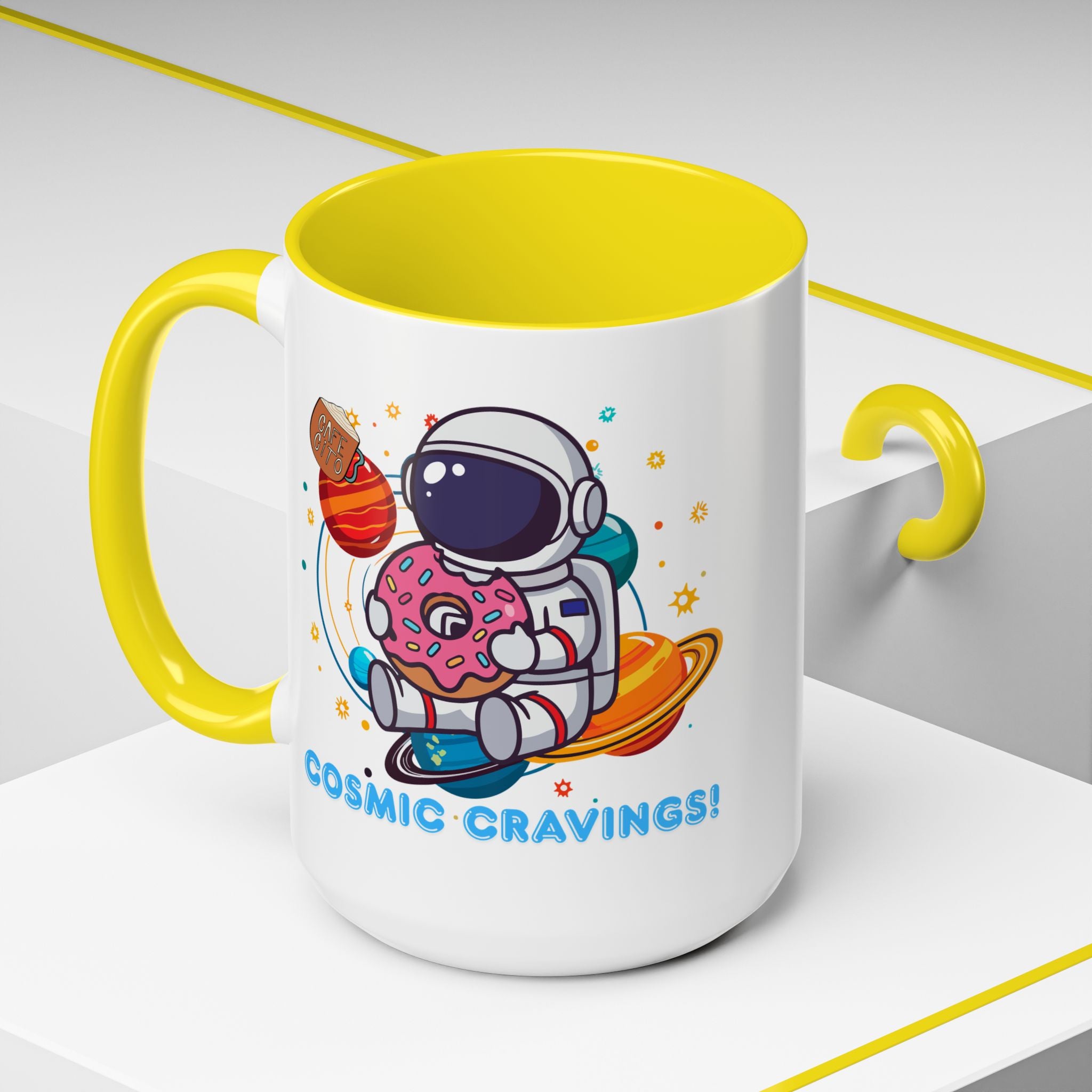 Cosmic Cravings Coffee Mug, Space-Themed Drinkware, Cute Astronaut Gift, Fun Kitchen Decor, Perfect for Space Lovers!