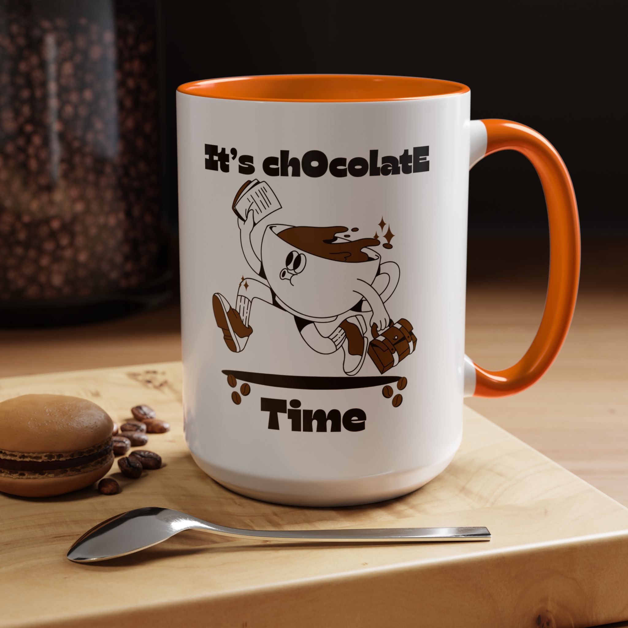 Chocolate Time Coffee Mug, Skateboard Mug, Gift for Coffee Lovers, Fun Mug for Hot Cocoa, Unique Mug for Birthdays, Cute Kitchen Decor
