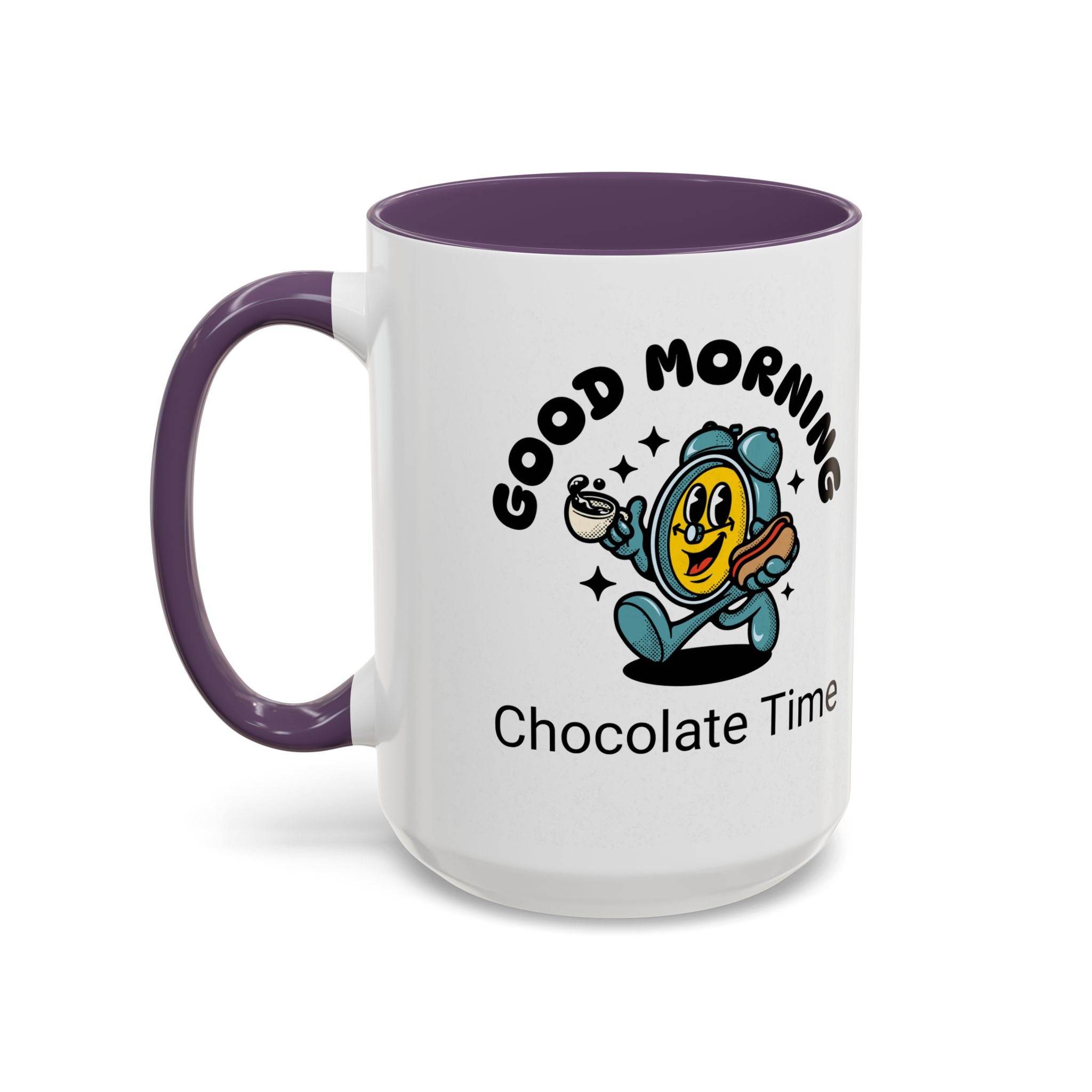 Cheerful Accent Coffee Mug, Good Morning Mug, Hot Beverage Cup, Chocolate Time Gift, Fun Kitchen Decor