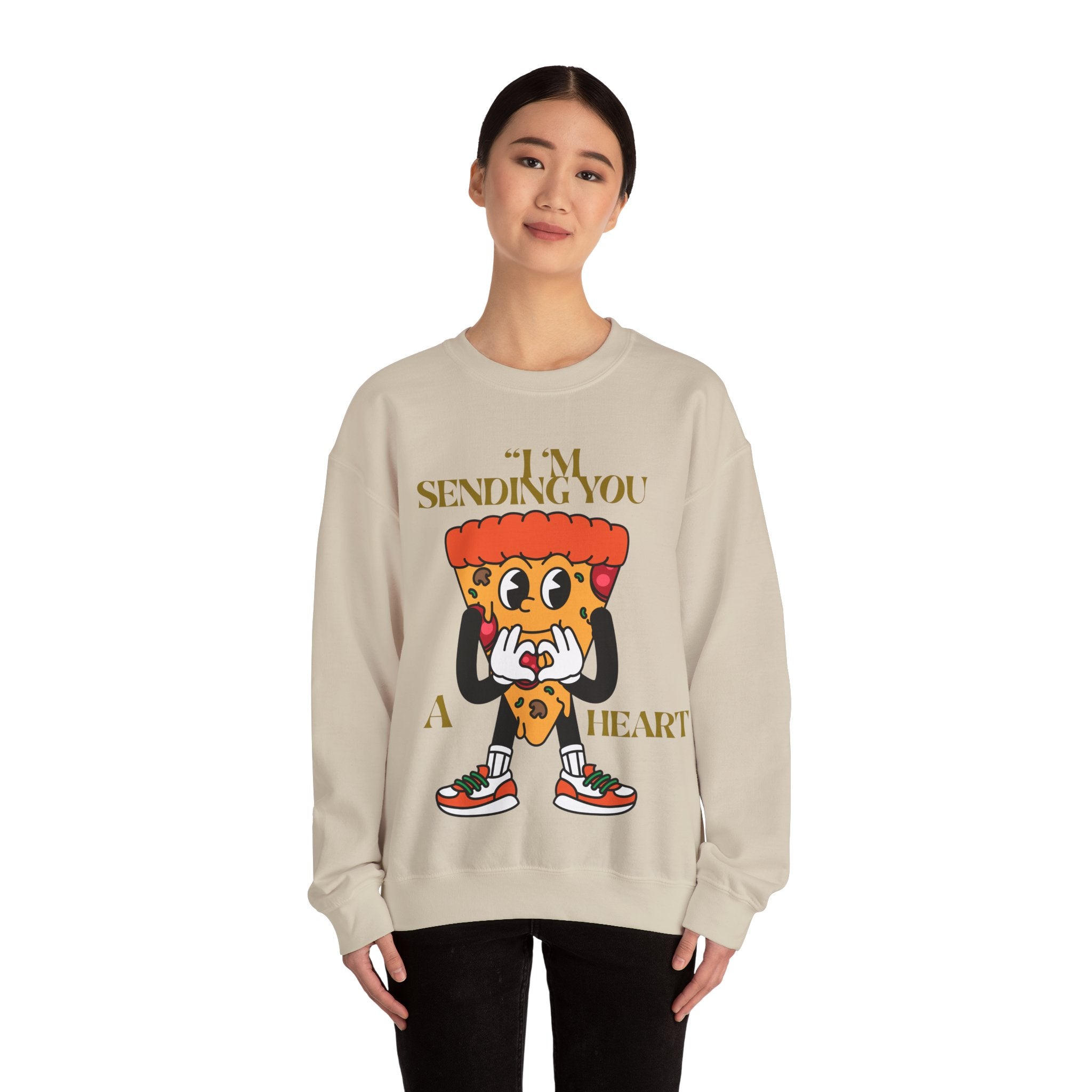 Pizza Love Crewneck Sweatshirt - Cute Gift for Foodies, Valentine's Day Apparel, Casual Comfort, Unisex Sweatshirt, Fun Pizza Design