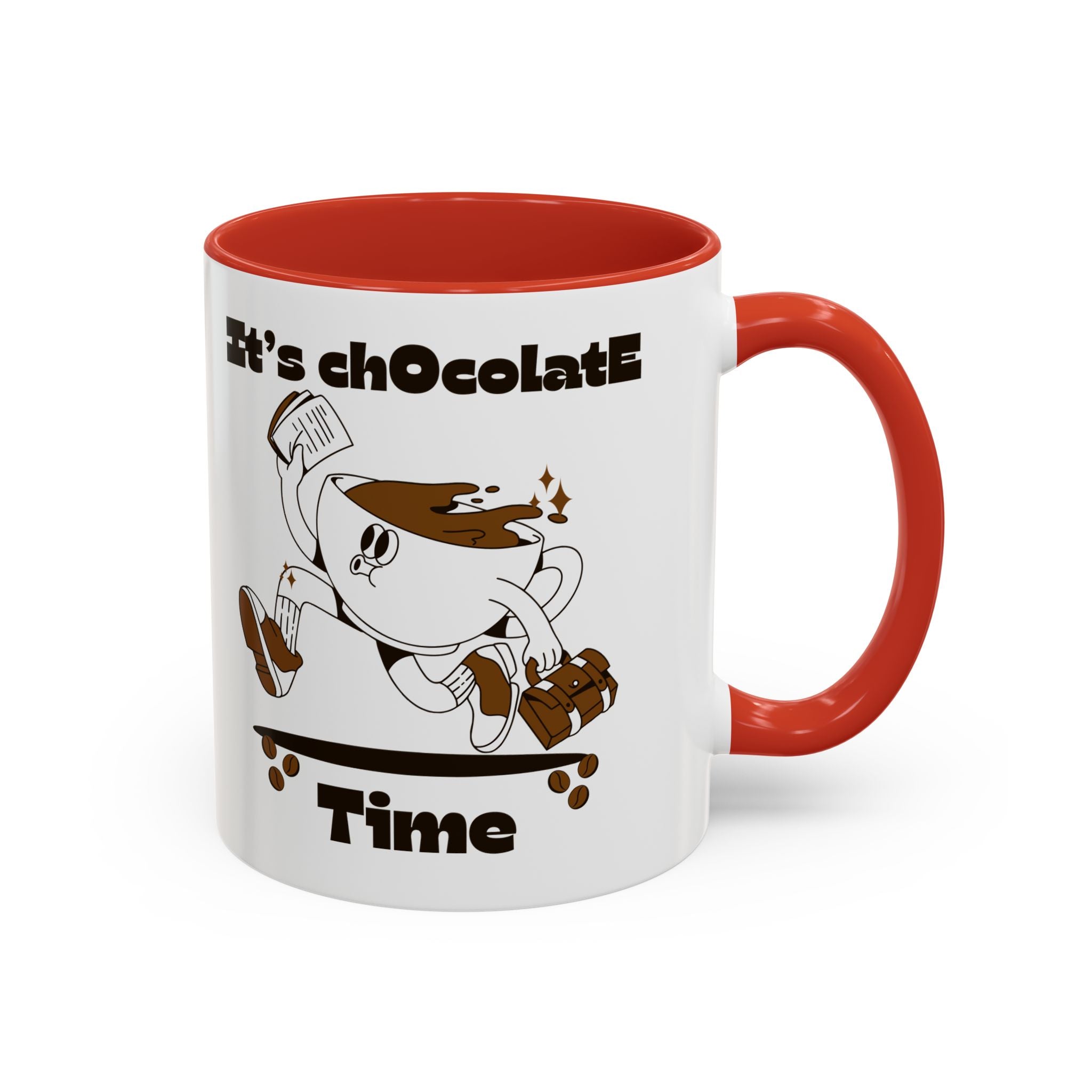 Chocolate Time Coffee Mug, Skateboard Mug, Gift for Coffee Lovers, Fun Mug for Hot Cocoa, Unique Mug for Birthdays, Cute Kitchen Decor