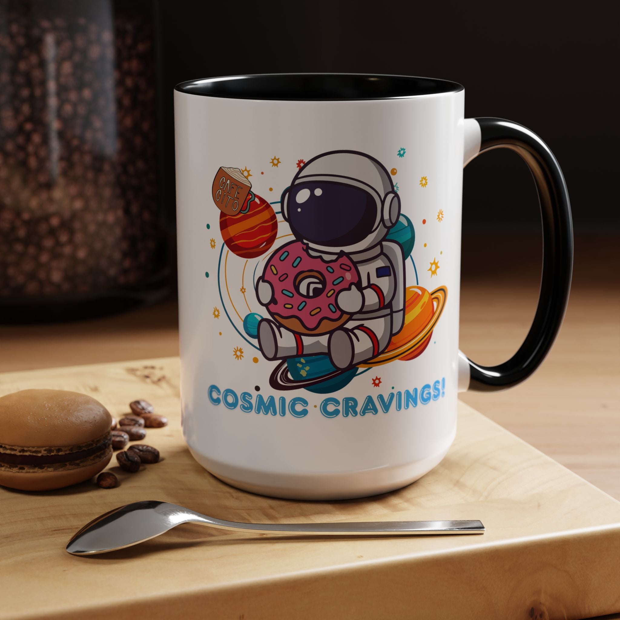 Cosmic Cravings Coffee Mug, Space-Themed Drinkware, Cute Astronaut Gift, Fun Kitchen Decor, Perfect for Space Lovers!