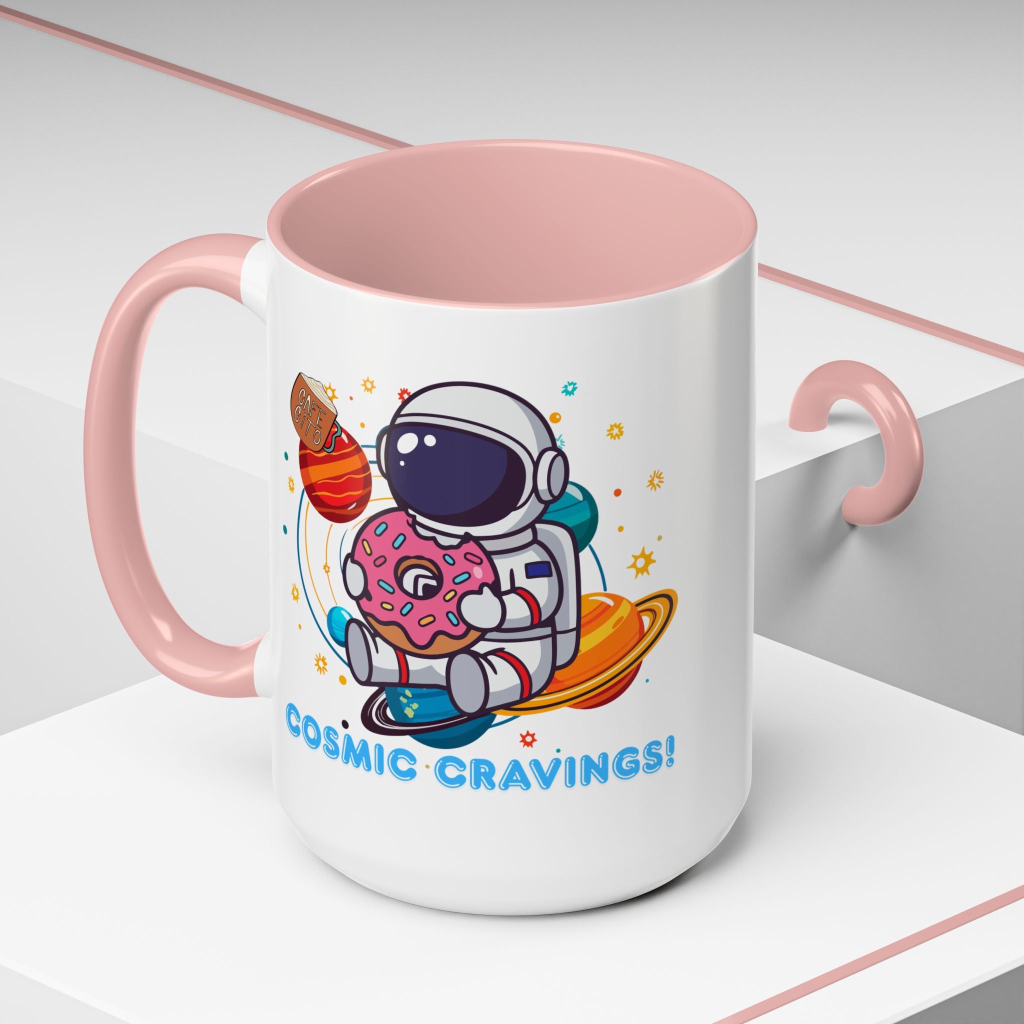 Cosmic Cravings Coffee Mug, Space-Themed Drinkware, Cute Astronaut Gift, Fun Kitchen Decor, Perfect for Space Lovers!