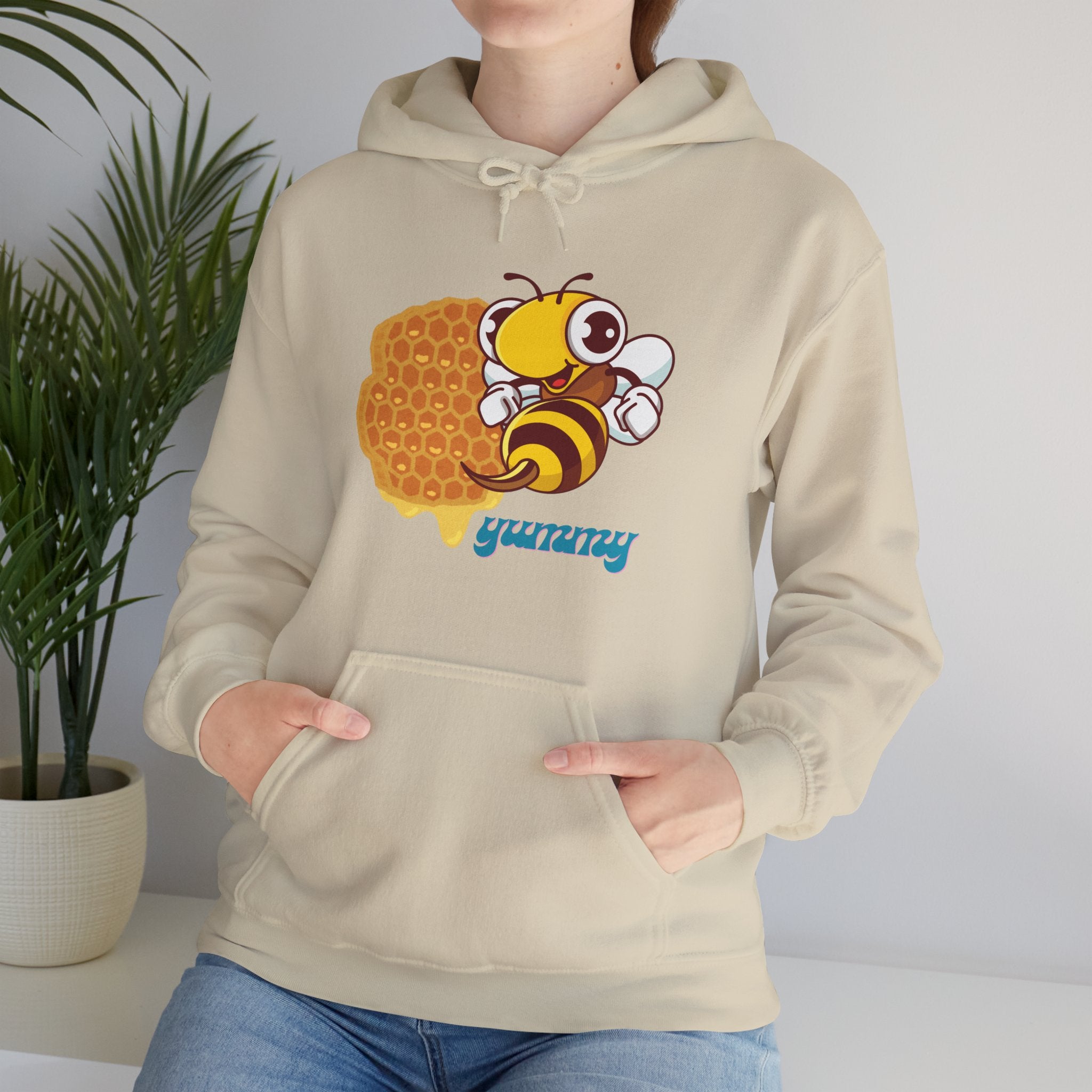 Cute Bee & Waffle Hoodie, Yummy Food Sweatshirt, Unisex Gift for Food Lovers, Cozy Casual Wear, Great for Birthdays & Celebrations