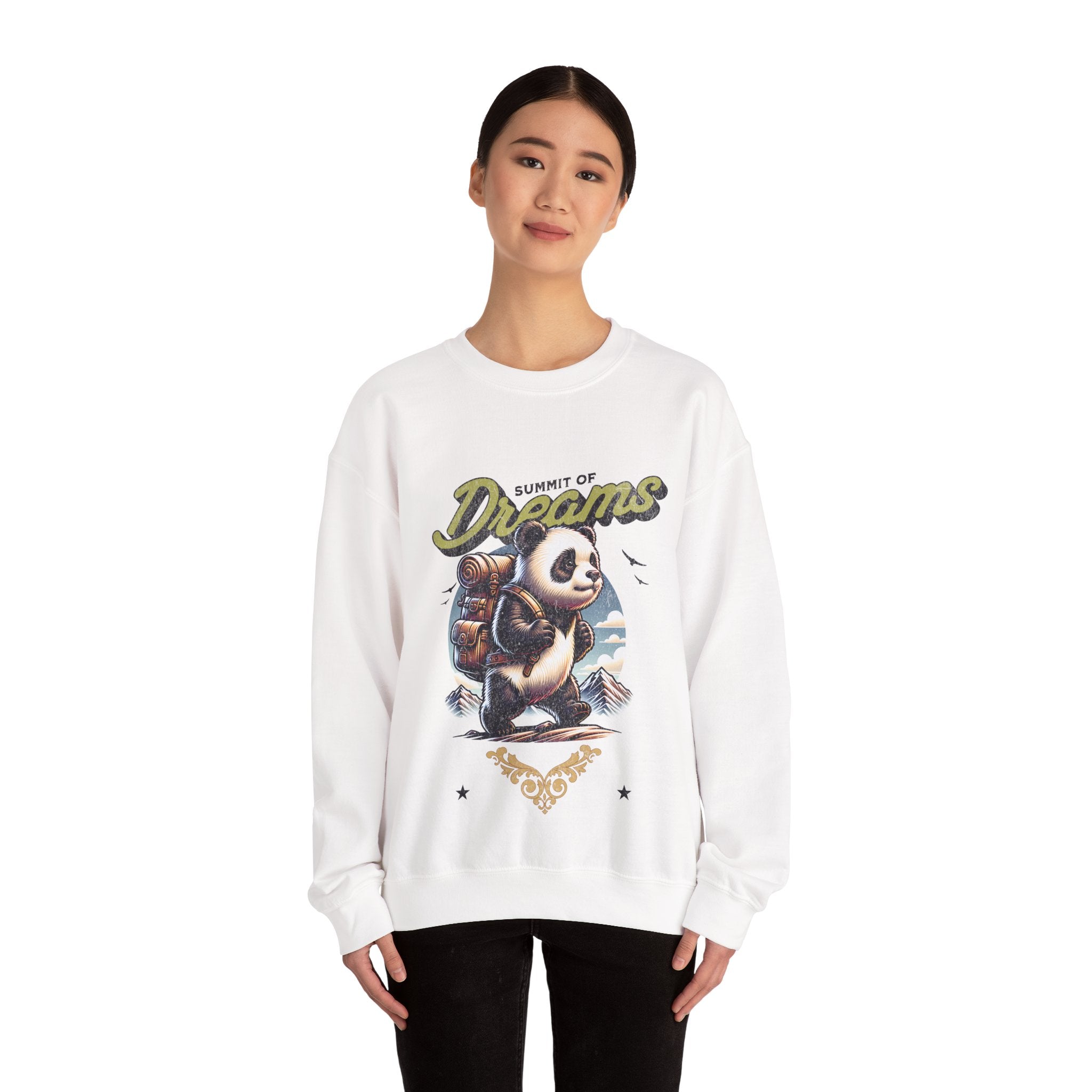 Cozy Panda Adventure Sweatshirt | Summit of Dreams Crewneck for Outdoor Enthusiasts, Gift for Nature Lovers, Unisex Sweatshirt