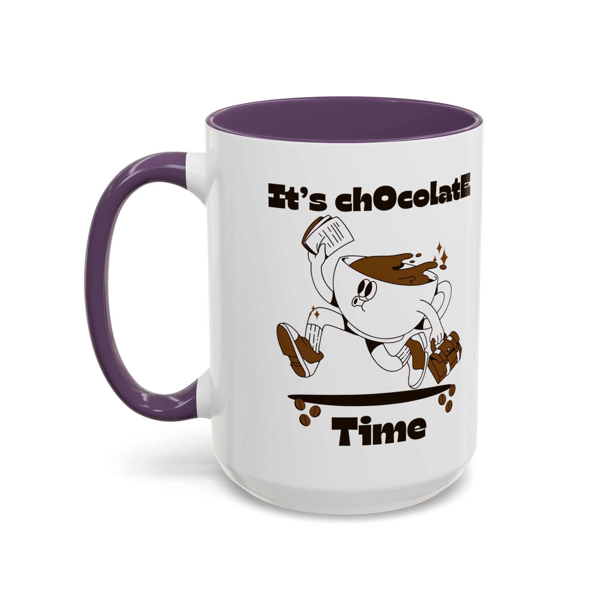Chocolate Time Coffee Mug, Skateboard Mug, Gift for Coffee Lovers, Fun Mug for Hot Cocoa, Unique Mug for Birthdays, Cute Kitchen Decor