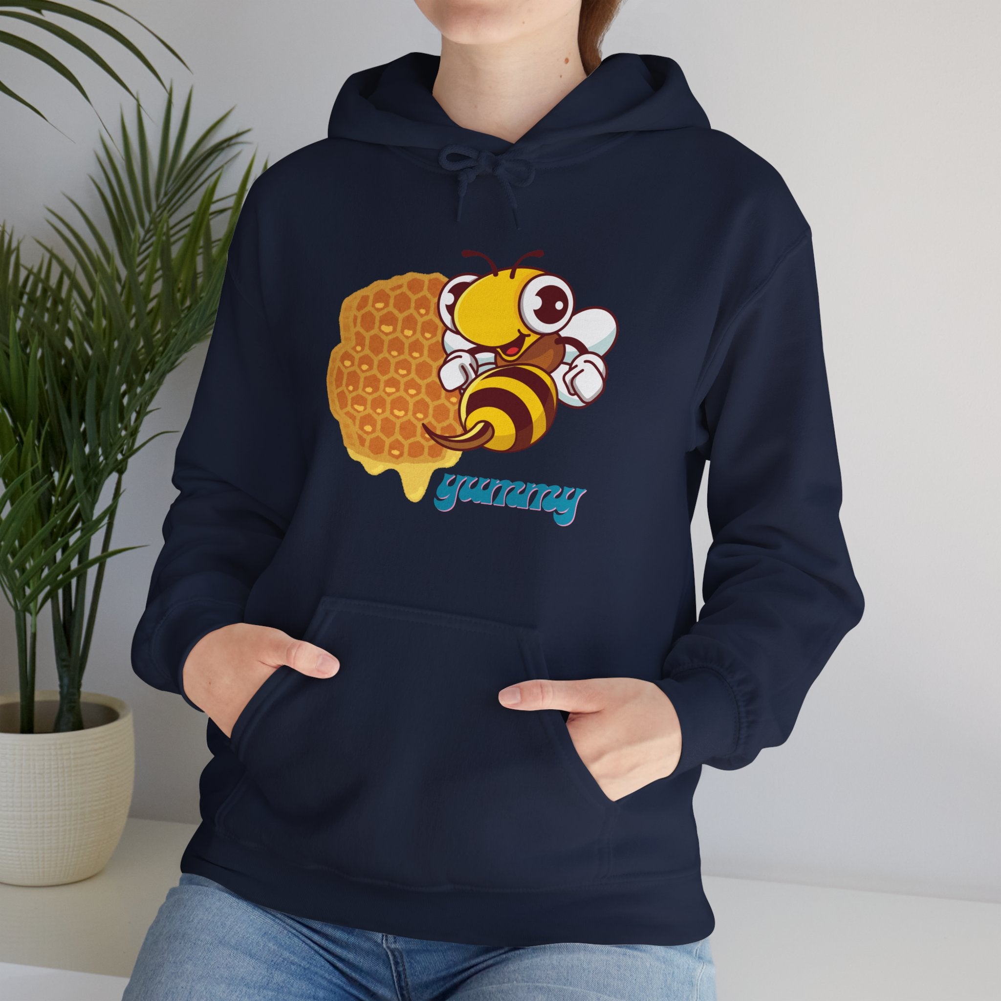 Cute Bee & Waffle Hoodie, Yummy Food Sweatshirt, Unisex Gift for Food Lovers, Cozy Casual Wear, Great for Birthdays & Celebrations