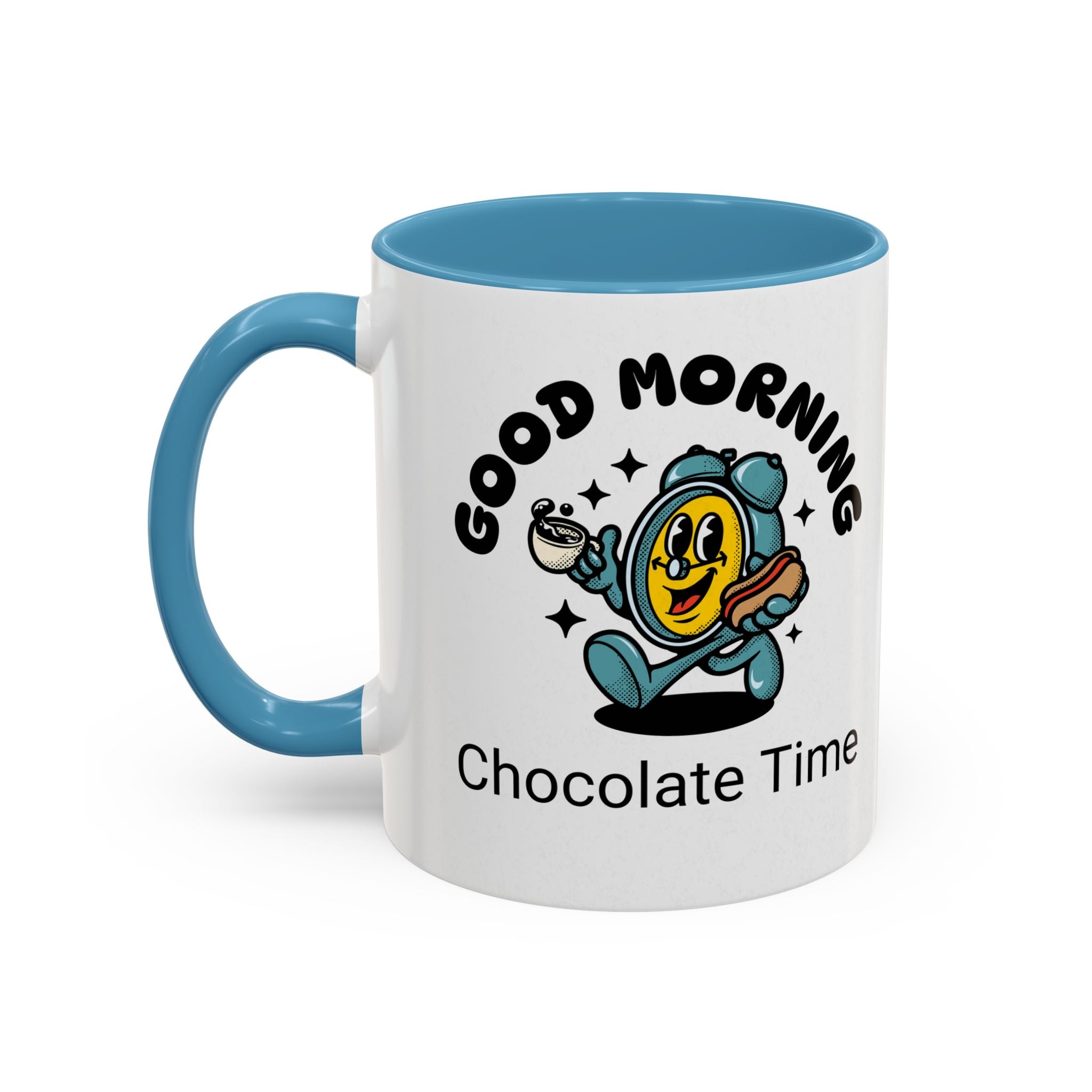 Cheerful Accent Coffee Mug, Good Morning Mug, Hot Beverage Cup, Chocolate Time Gift, Fun Kitchen Decor