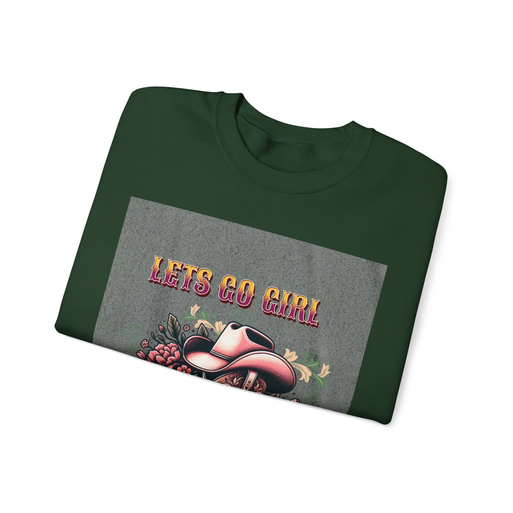 Cowgirl Boots Sweatshirt, Let’s Go Girl Crewneck, Western Style Apparel, Cozy Gift for Her, Trendy Graphic Sweatshirt