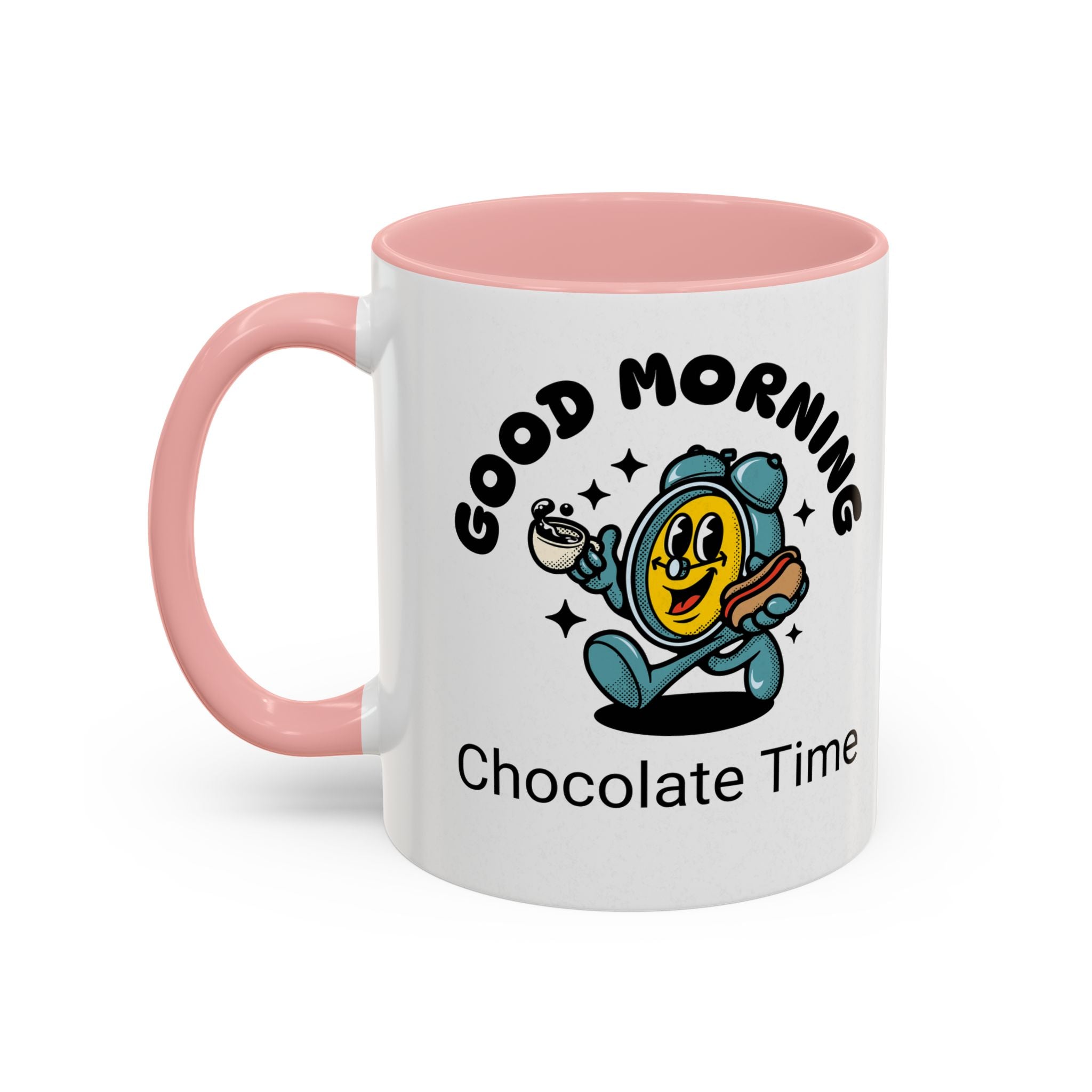 Cheerful Accent Coffee Mug, Good Morning Mug, Hot Beverage Cup, Chocolate Time Gift, Fun Kitchen Decor
