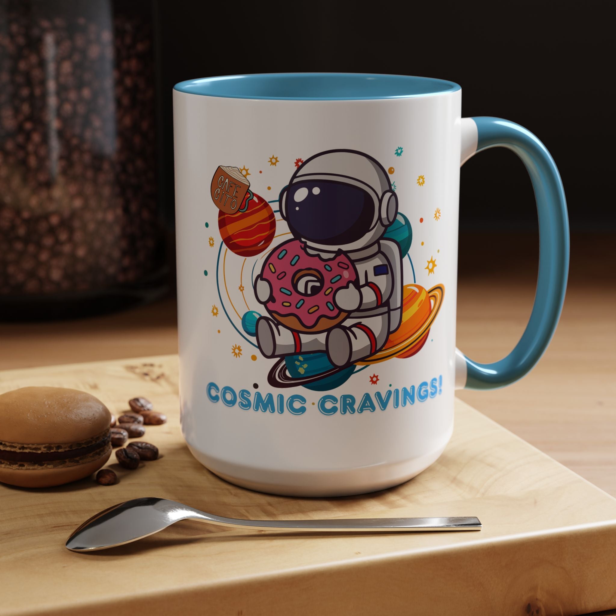 Cosmic Cravings Coffee Mug, Space-Themed Drinkware, Cute Astronaut Gift, Fun Kitchen Decor, Perfect for Space Lovers!