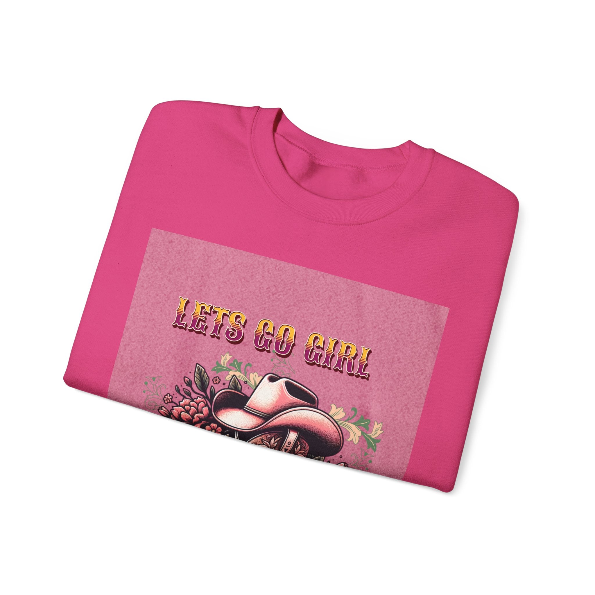 Cowgirl Boots Sweatshirt, Let’s Go Girl Crewneck, Western Style Apparel, Cozy Gift for Her, Trendy Graphic Sweatshirt