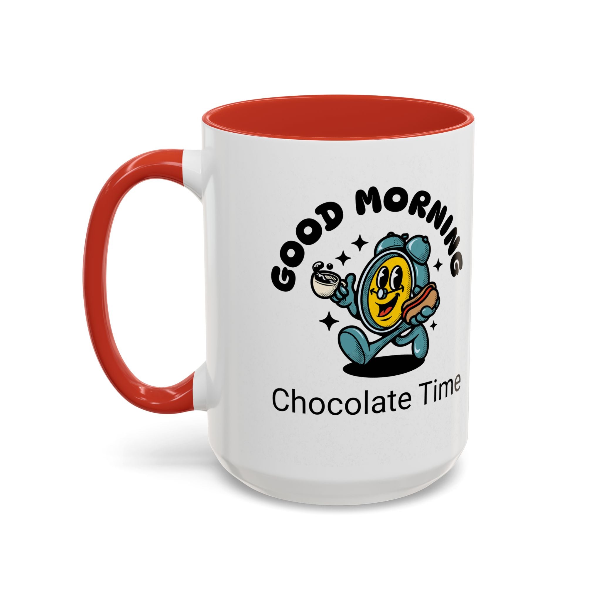 Cheerful Accent Coffee Mug, Good Morning Mug, Hot Beverage Cup, Chocolate Time Gift, Fun Kitchen Decor