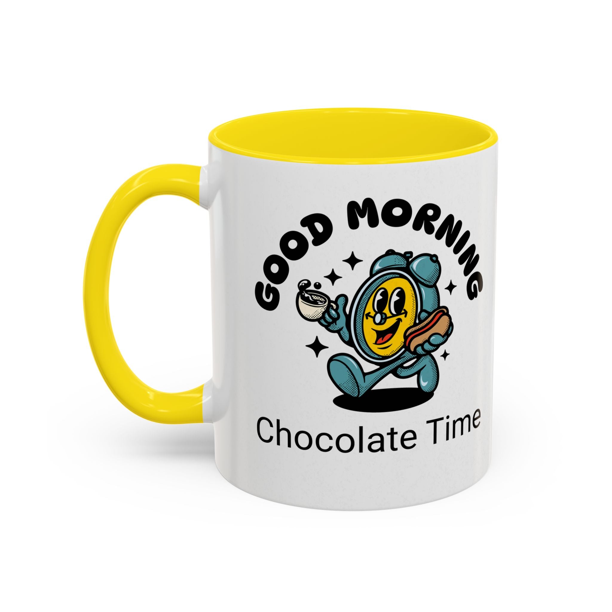 Cheerful Accent Coffee Mug, Good Morning Mug, Hot Beverage Cup, Chocolate Time Gift, Fun Kitchen Decor
