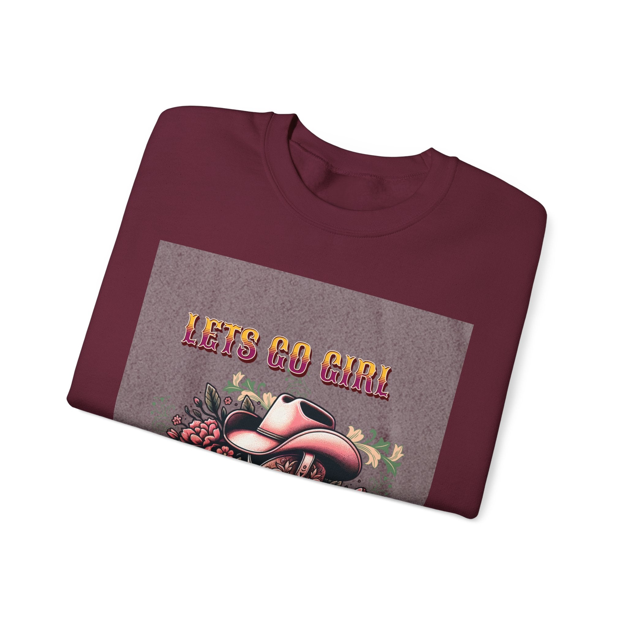 Cowgirl Boots Sweatshirt, Let’s Go Girl Crewneck, Western Style Apparel, Cozy Gift for Her, Trendy Graphic Sweatshirt