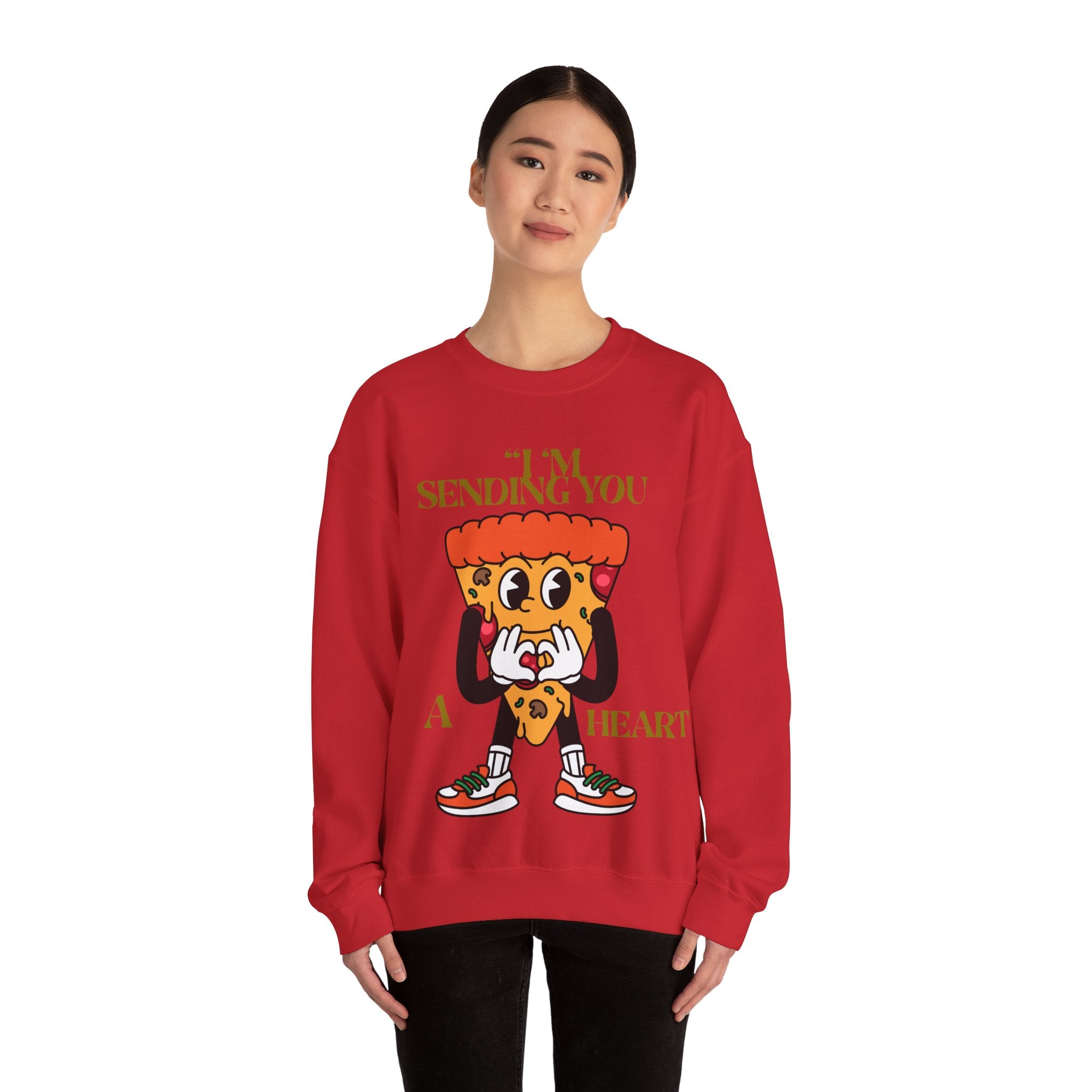Pizza Love Crewneck Sweatshirt - Cute Gift for Foodies, Valentine's Day Apparel, Casual Comfort, Unisex Sweatshirt, Fun Pizza Design